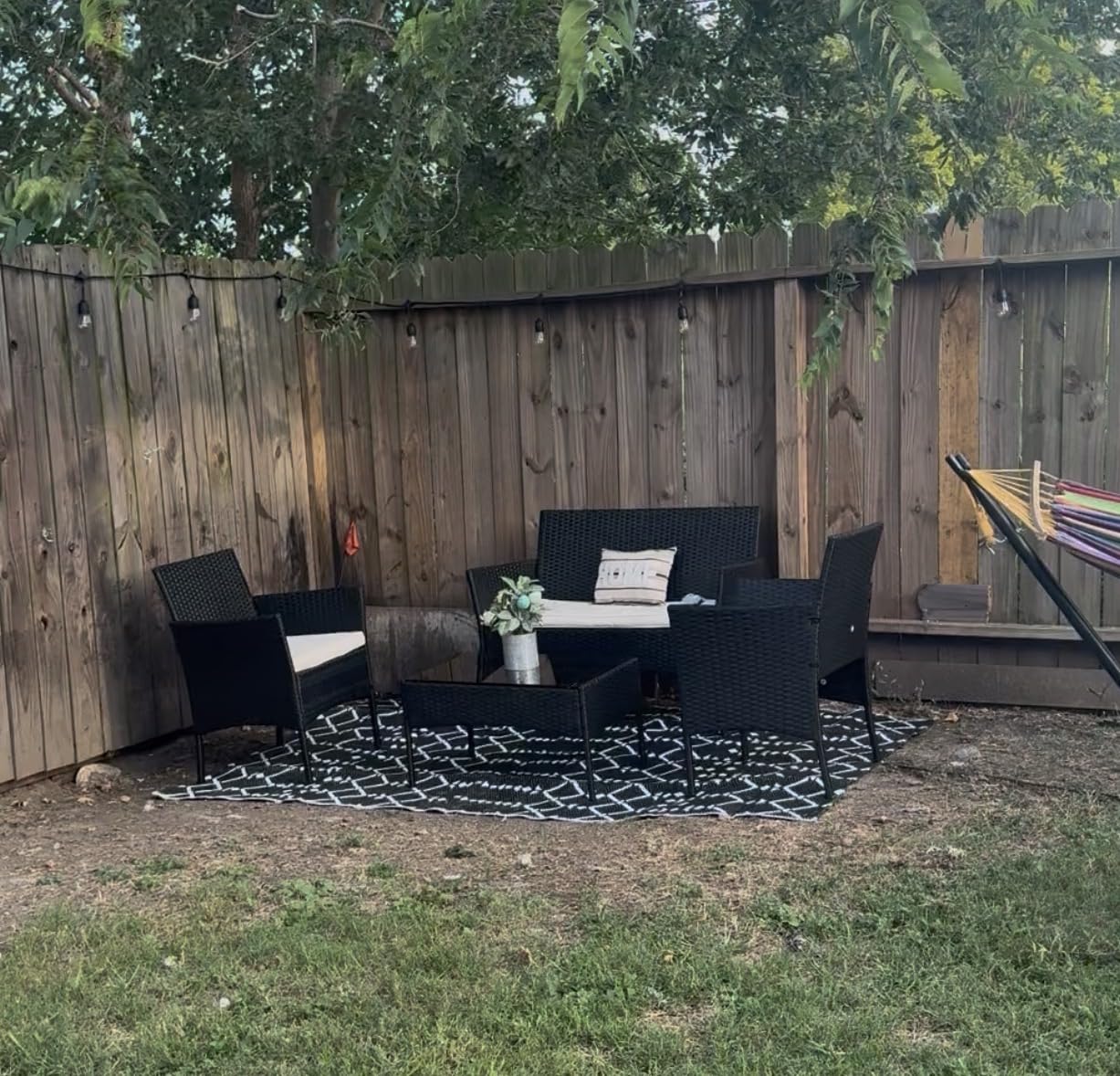 FDW 4-Piece Patio Furniture Set, Outdoor Wicker Furniture with Coffee Table, Modern Rattan Chairs Conversation Set, Weather-Resistant customer photo 1
