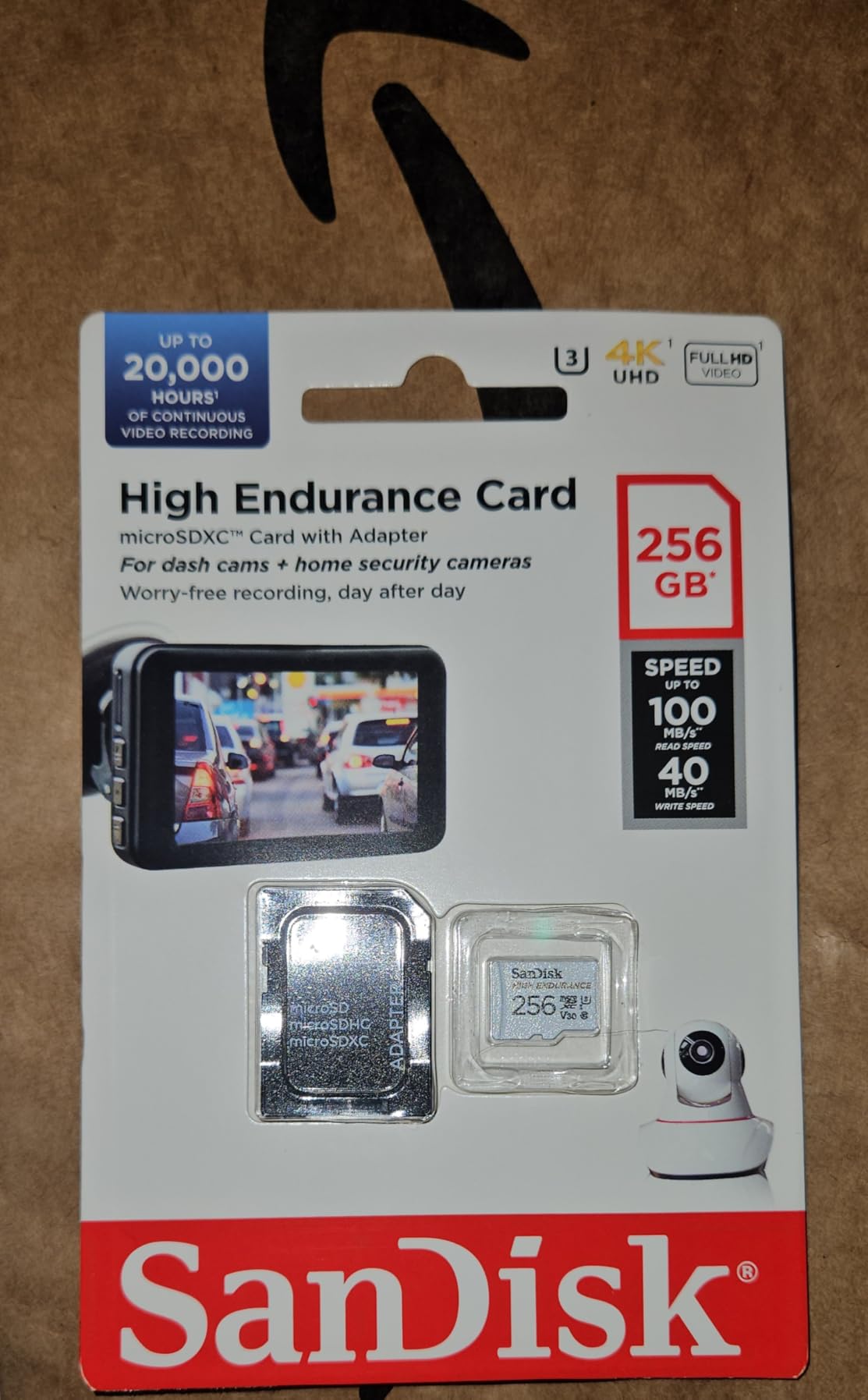 SanDisk 256GB High Endurance Video microSDXC Card with Adapter for dash cam and home monitoring systems - C10, U3, V30, 4K UHD customer photo 2
