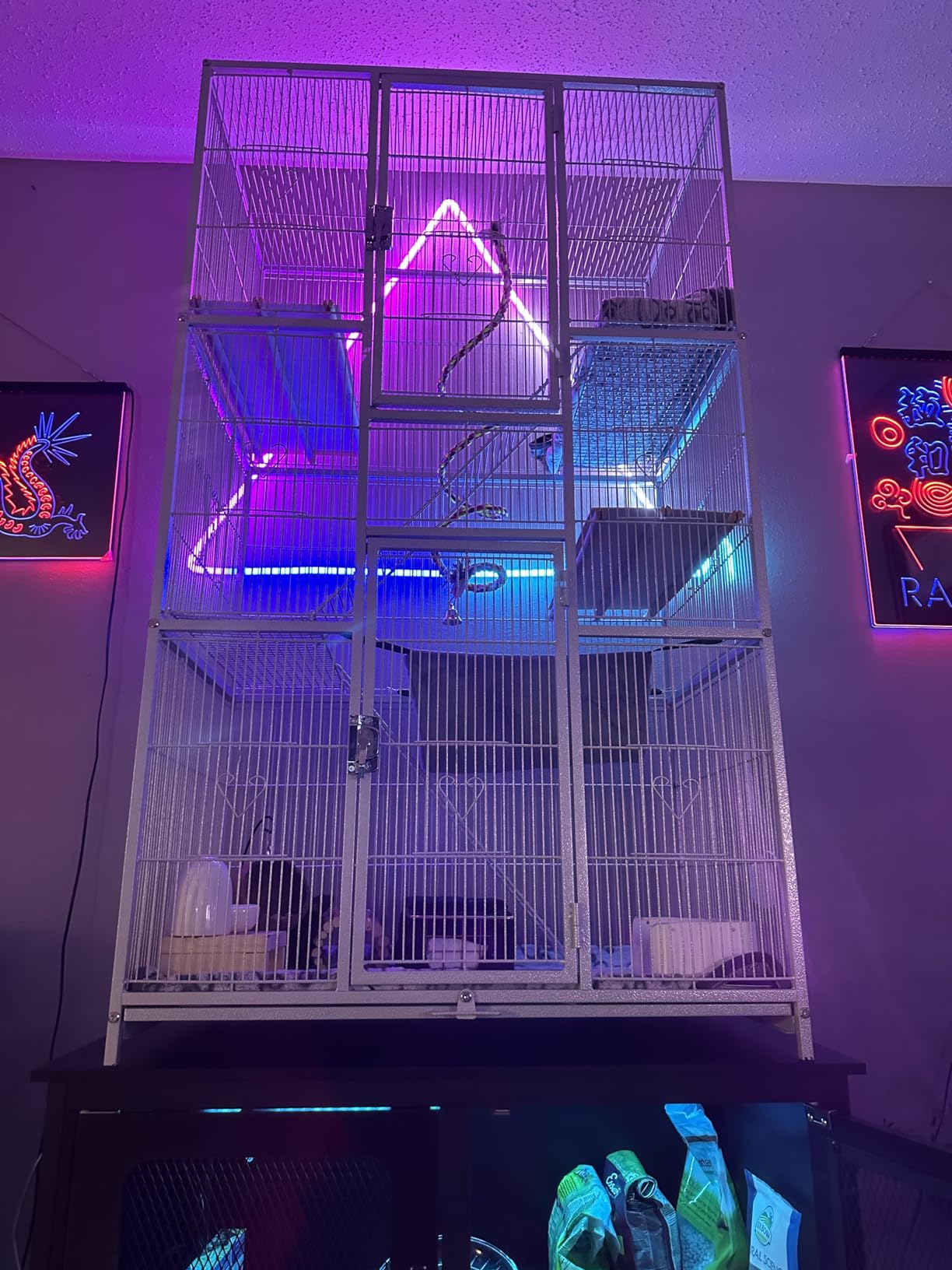 Yaheetech 69-Inch Extra Large Wrought Iron 3 Levels Ferret Chinchilla Sugar Glider Squirrel Small Animal Cage with Cross Shelves and Ladders, Black customer photo 2