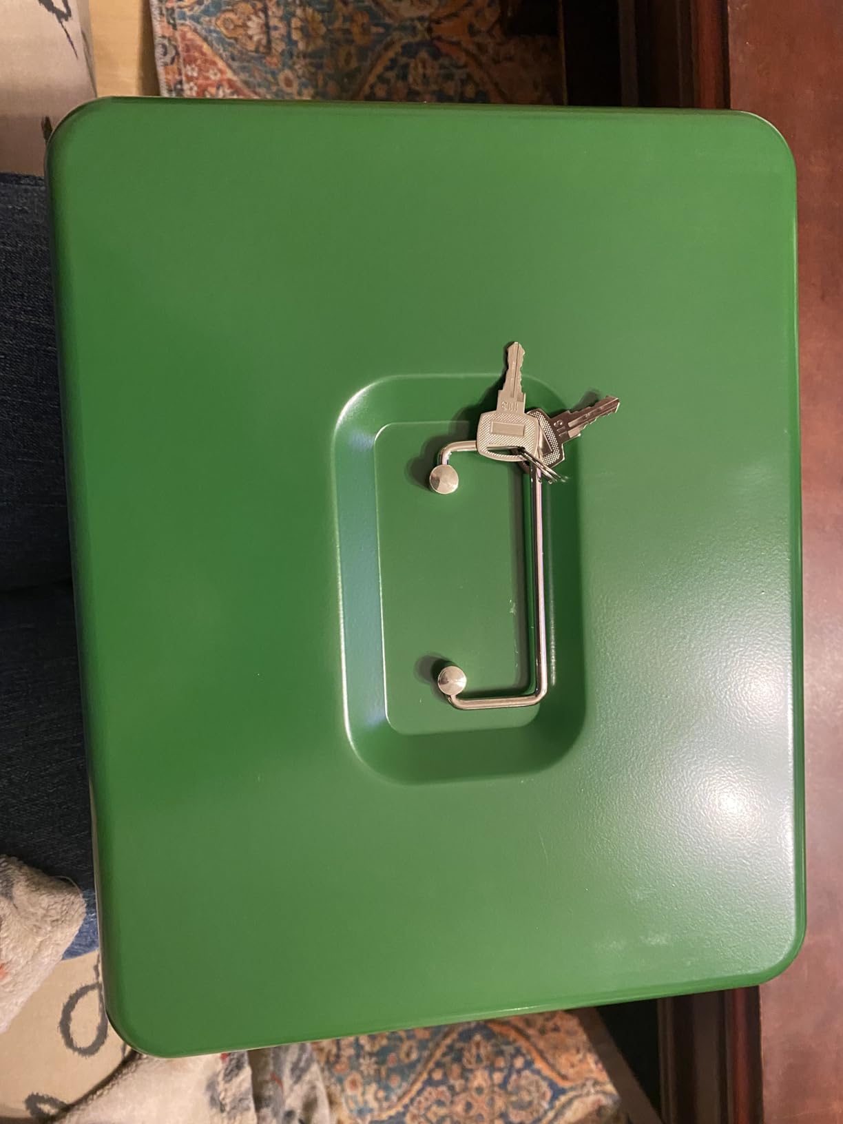 Cash Box with Lock Key and Money Tray - Large Money Box for Cash Register, Metal Lock Box for Money Safe 11.8