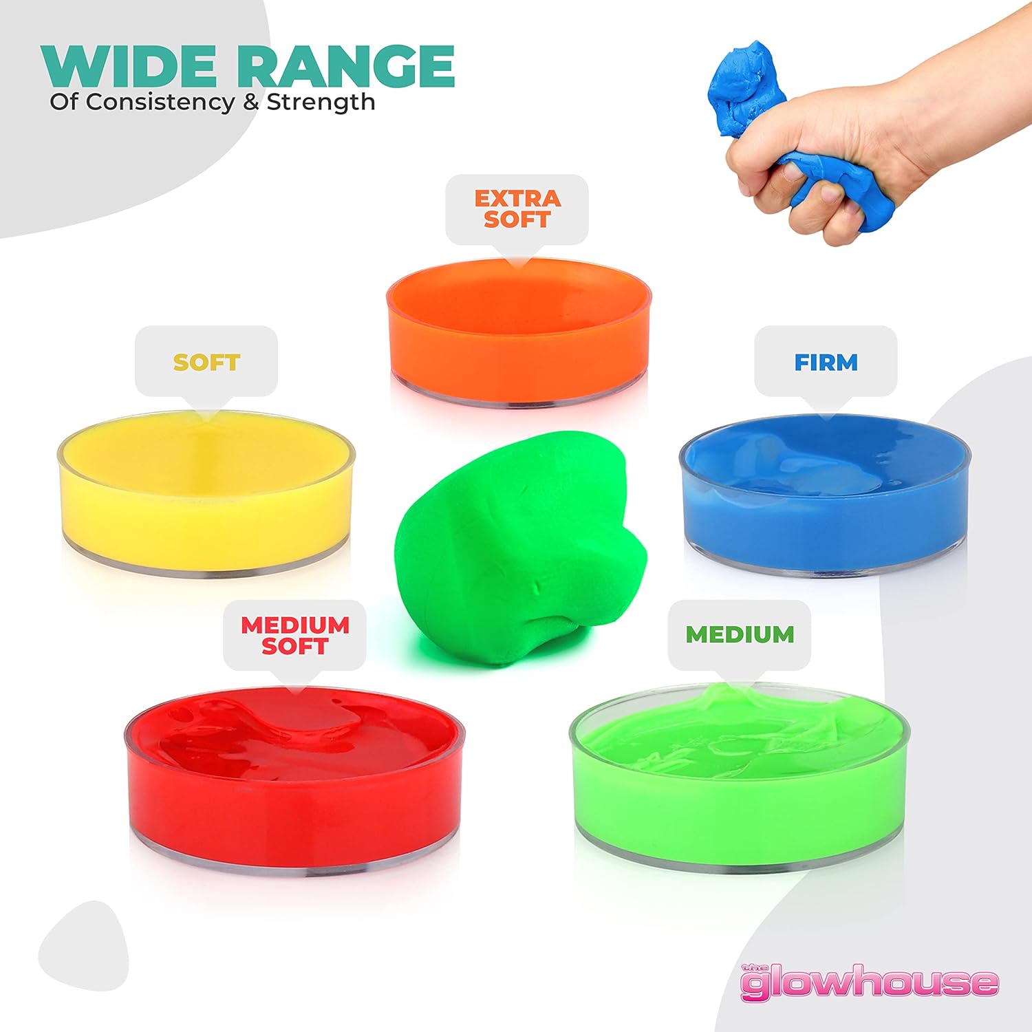 Therapy Putty Set of 5 - Extra Soft to Firm Resistance Putty for Hand Exercise, Stress Relief & Occupational Therapy - Strengthen Grip, Improve Mobility - Non-Toxic, No Odor, Durable Therapy Putty Kit customer photo 2