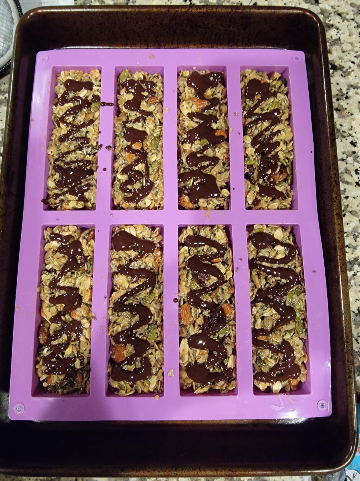 Palksky (2 Pcs) 8 Cavity Rectangle Granola Bar Silicone Mold/Nutrition/Cereal Bar Molds Energy Bar Maker customer photo 1