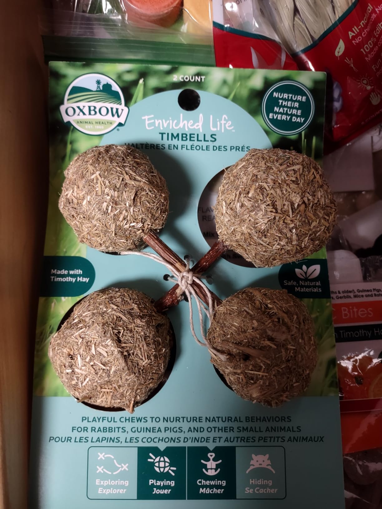 Oxbow Enriched Life Timbells, Rabbit Toys, Guinea Pig Toys, Enrichment for Bunny, Guinea Pig, Hamster, Rabbit, Chinchilla, Timothy Hay, Chinchilla Cage Accessories, Small Pet Accessories for Cage customer photo 1
