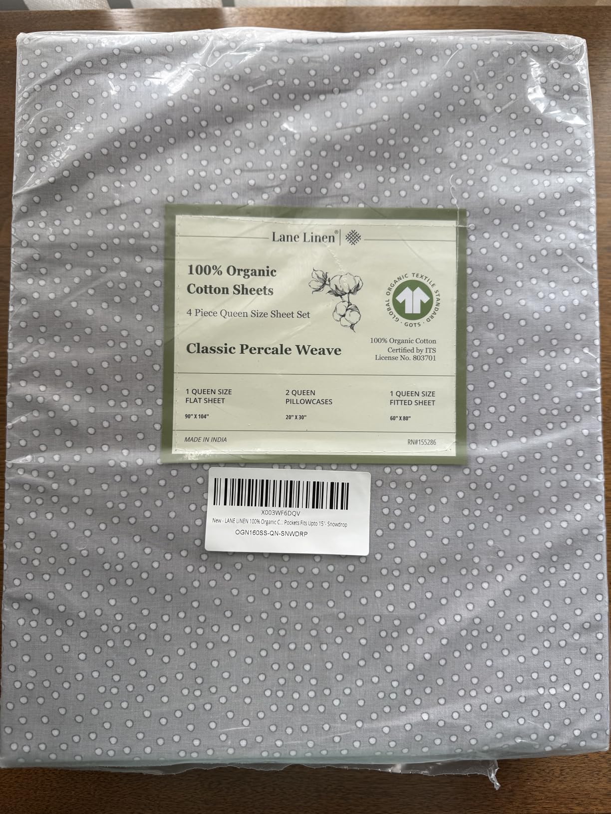 LANE LINEN Eco Friendly 100% Organic Cotton Queen Sheet Set, Soft & Comfy Fully Elasticized 15