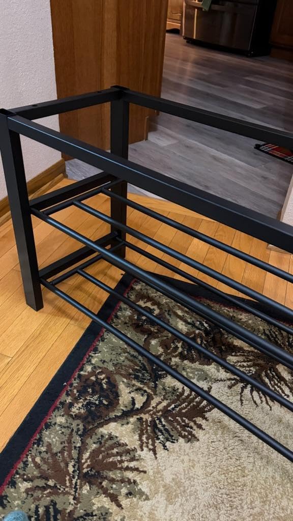 SONGMICS Shoe Bench, Storage Bench, Entryway Bench with Cushion, Shoe Shelf with Seat, Space-Saving, Modern Style, for Living Room, Bedroom, Hallway, Dark Gray and Ink Black ULBS57GYZ customer photo 1