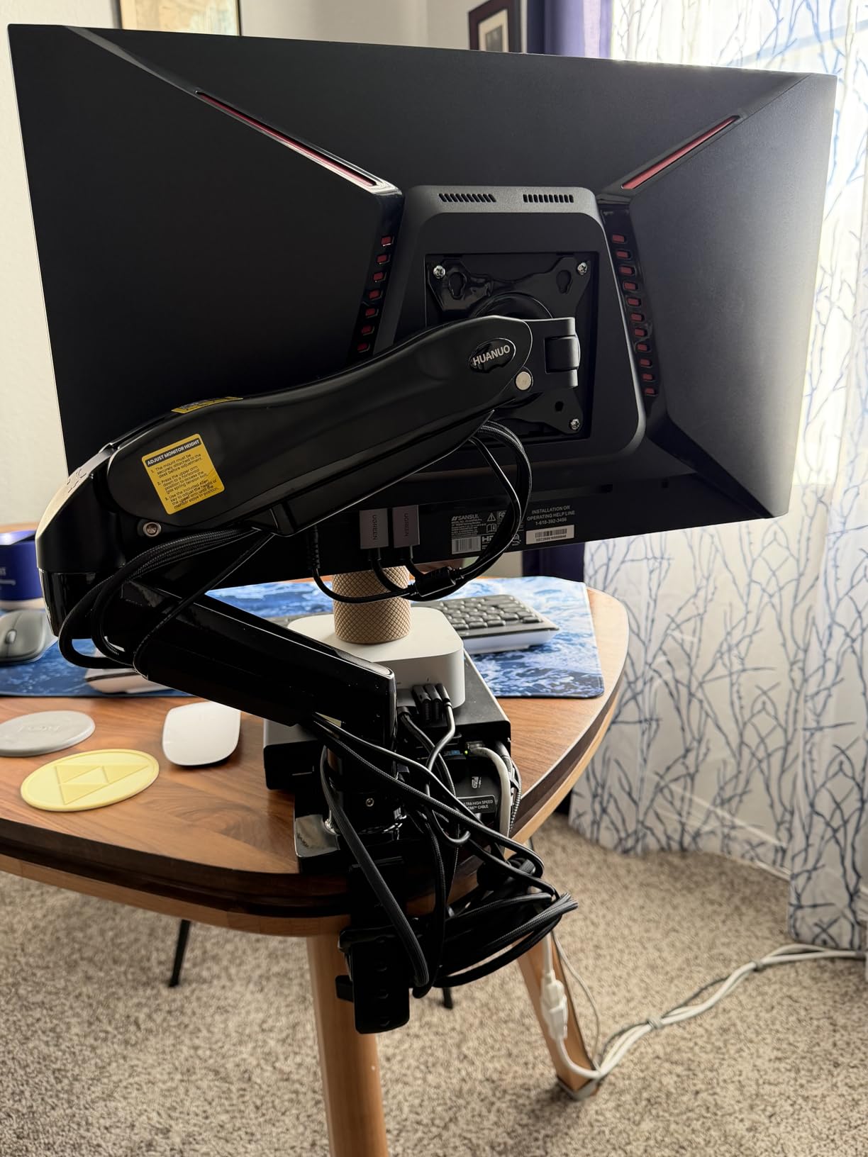 HUANUO FlowLift Single Monitor Mount, 13 to 32 Inch Monitor Arm, Adjustable Monitor Stand, Vesa Mount with Clamp and Grommet Base - Fits 4.4 to 19.8lbs LCD Computer Monitors customer photo 2