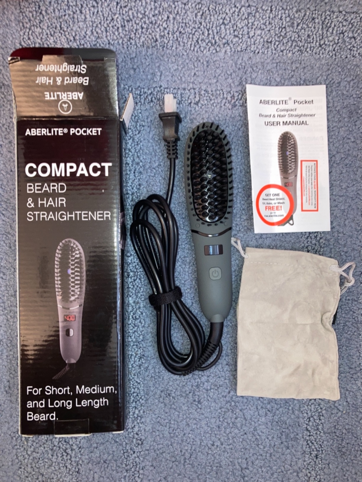 Aberlite Pocket - Compact Beard Straightener for Men - Ionic & Anti-Scald Technology - Beard Straightening Heat Brush Comb Ionic - for Home and Travel customer photo 1