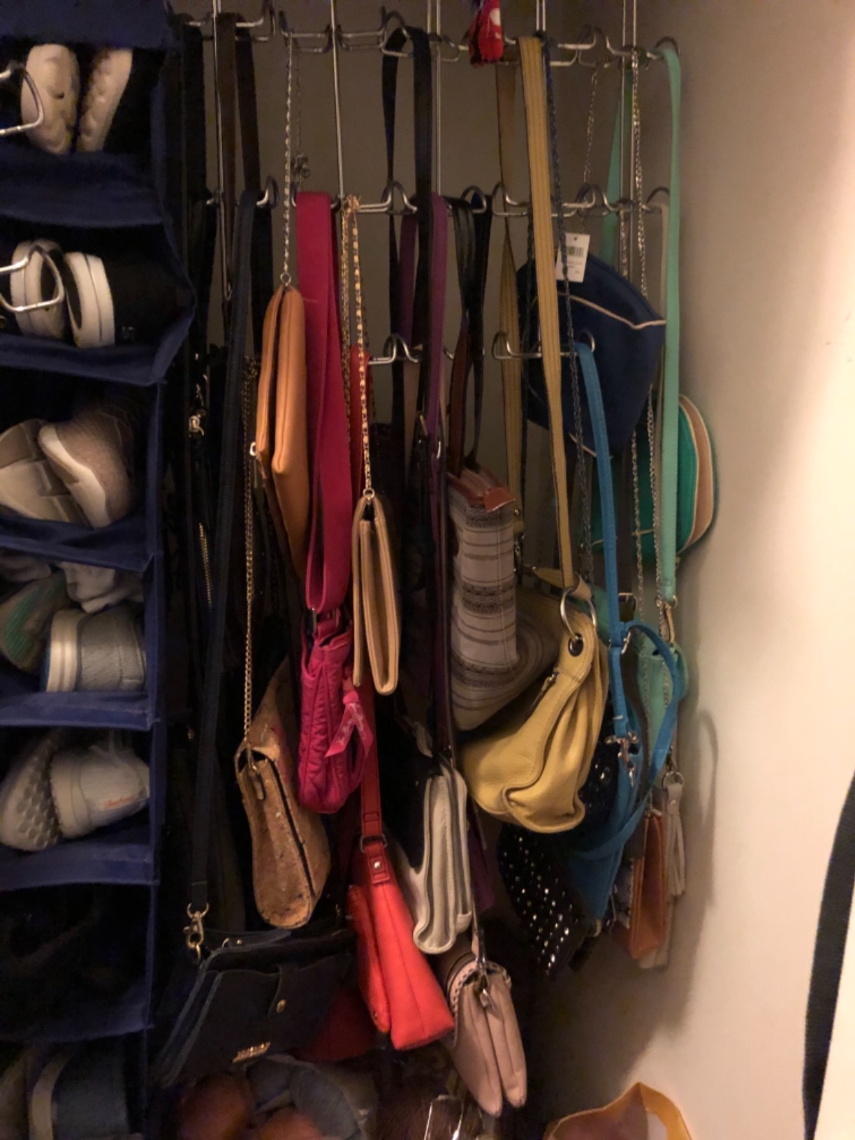 mDesign Metal Wire Over The Closet Rod Hanging Storage Organizer Hanger for Storing and Organizing Purses, Backpacks, Satchels, Crossovers, Handbags - 2 Pack - Chrome customer photo 2