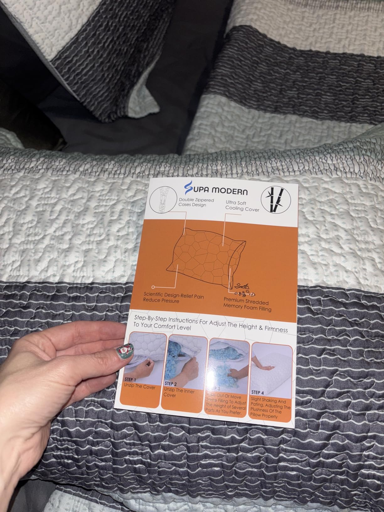 Cooling Pillow Queen Size Set of 2, Adjustable Bed Pillows for Sleeping, Luxury Shredded Memory Foam Pillows 2 Pack,Soft Yet Supportive Firm Pillow for Side,Back,Stomach Sleepers,Gifts for Hot Sleeper customer photo 1