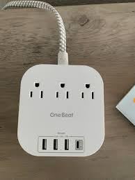 One Beat Power Strip with USB C, 3 Outlets 4 USB Ports (22.5W/4.5A) Desktop Charging Station, Flat Plug, 5ft Braided Extension Cord, Non Surge Protector for Travel, Cruise Ship, ETL Listed customer photo 1