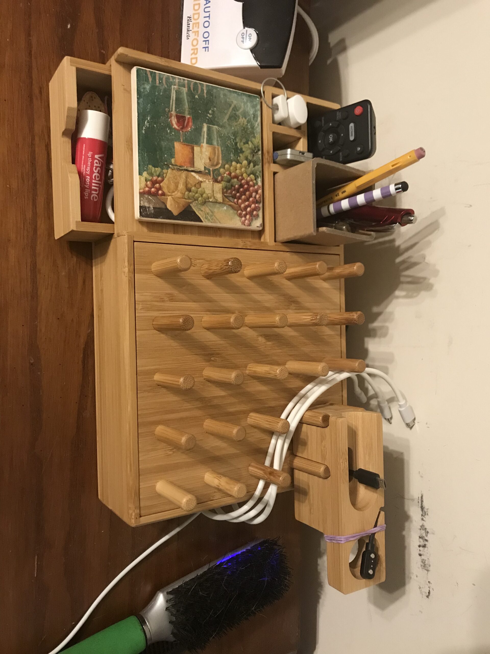 Bamboo Charging Station for Multiple Devices - Darfoo Wood Charging Dock Organizer with Drawer, 7 USB Charging Ports Compatible with Cell Phones, Tablet, Smart Watch & Earbud customer photo 2