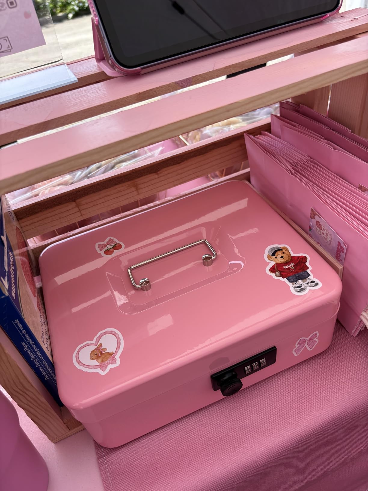 Cash Box with Money Tray - Large Money Box with Lock, Metal Safe Box for Money 9.84