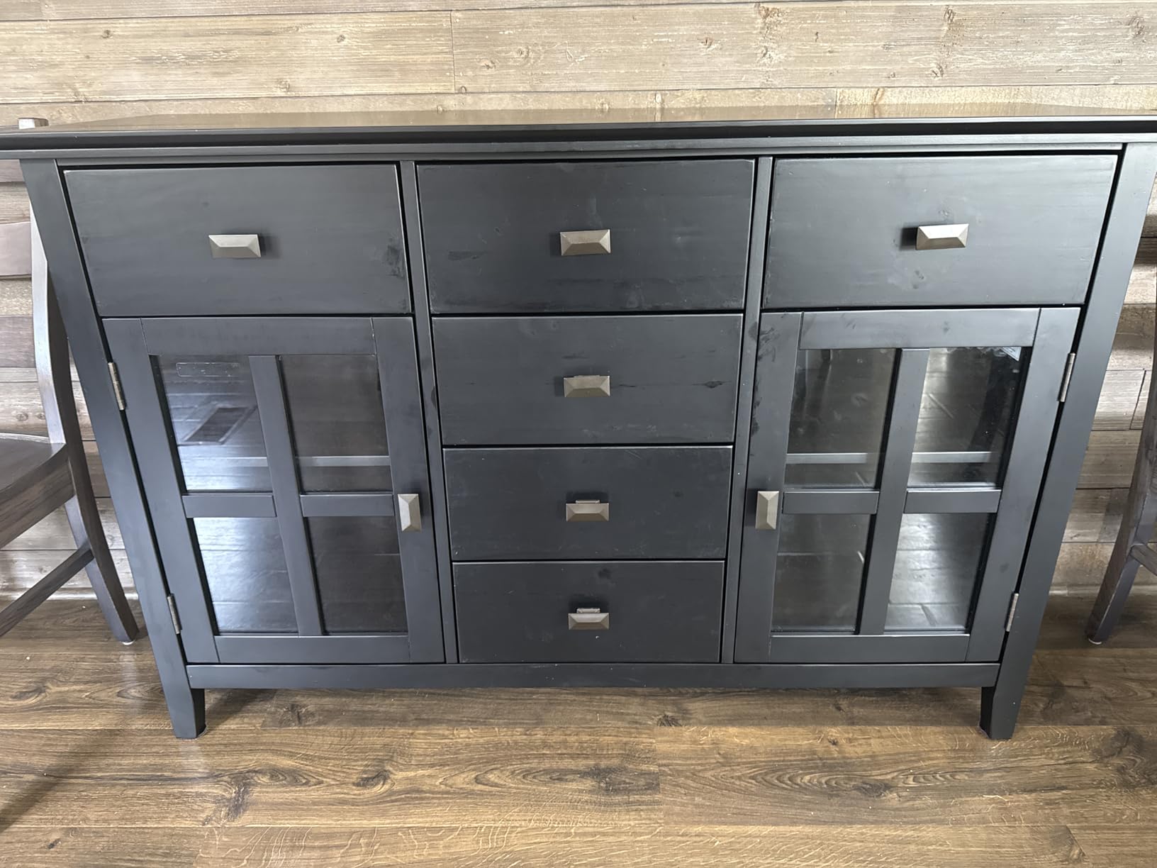 SIMPLIHOME Artisan Buffet - 54 inch Wide Solid Wood 3-Door Sideboard Buffet in Dark Chestnut Brown, Transitional Storage Cabinet for Dining Room or Kitchen with Adjustable Shelves and Bronze Hardware customer photo 2
