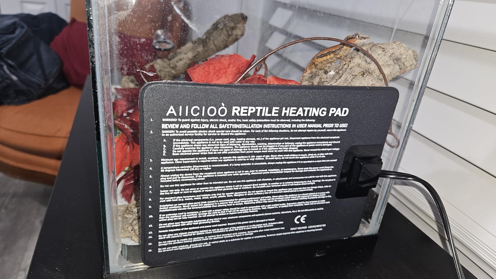 Aiicioo Under Tank Heater Thermostat - Reptile Heating Pad with Temperature Control Reptile Heat Mat for Combo Set for Hermit Crab Lizard Terrarium 16W customer photo 2