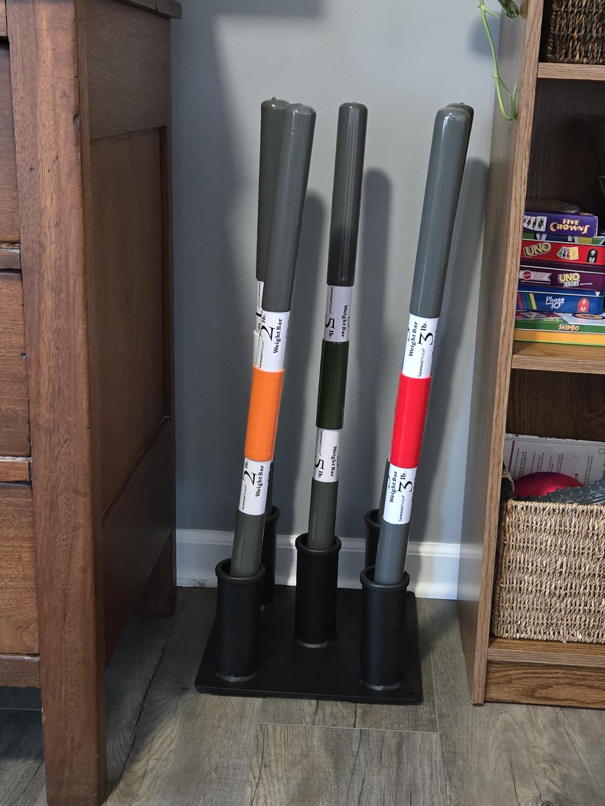 Yes4All Vertical Storage Rack, Home Gym Organizer, Barbell & Dumbbell Rack for 2-inch Olympic & Curl Bars customer photo 2