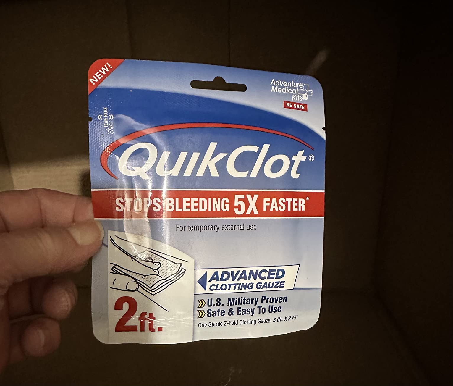 Adventure Medical Kits QuikClot Advanced Clotting Gauze - Stops Bleeding Up to 5X Faster Than Standard Gauze - Kaolin Hemostatic Dressing - for First Aid Kits & Survival Gear - 3 x 24 customer photo 2