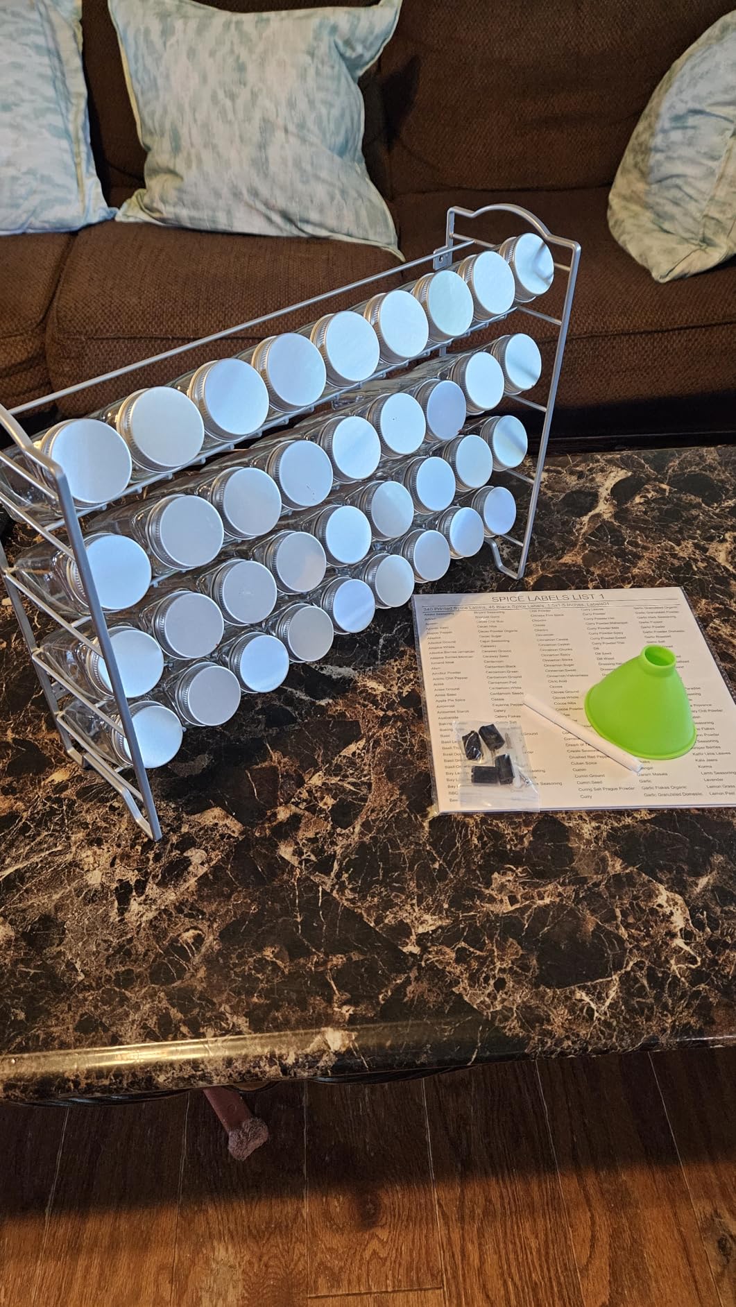 SWOMMOLY Spice Rack Organizer with 36 Empty Square Spice Jars, 396 Spice Labels with Chalk Marker and Funnel Complete Set, for Countertop, Cabinet or Wall Mount, Black customer photo 2