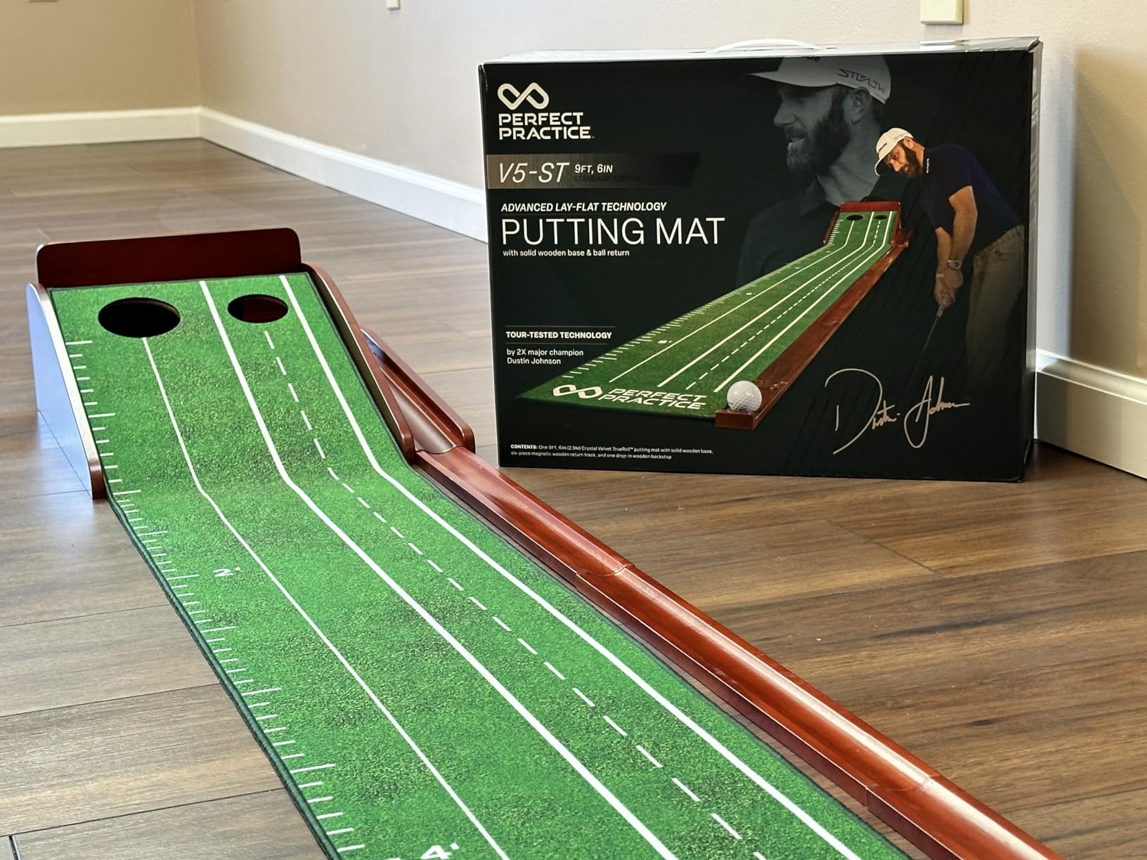 Perfect Practice Putting Mat & Golf Chipping Net - Indoor Golf Training Aid | Indoor putting green and chip shot practice, crystal velvet turf, alignment guides for home and outdoor, golf gifts for men customer photo 2