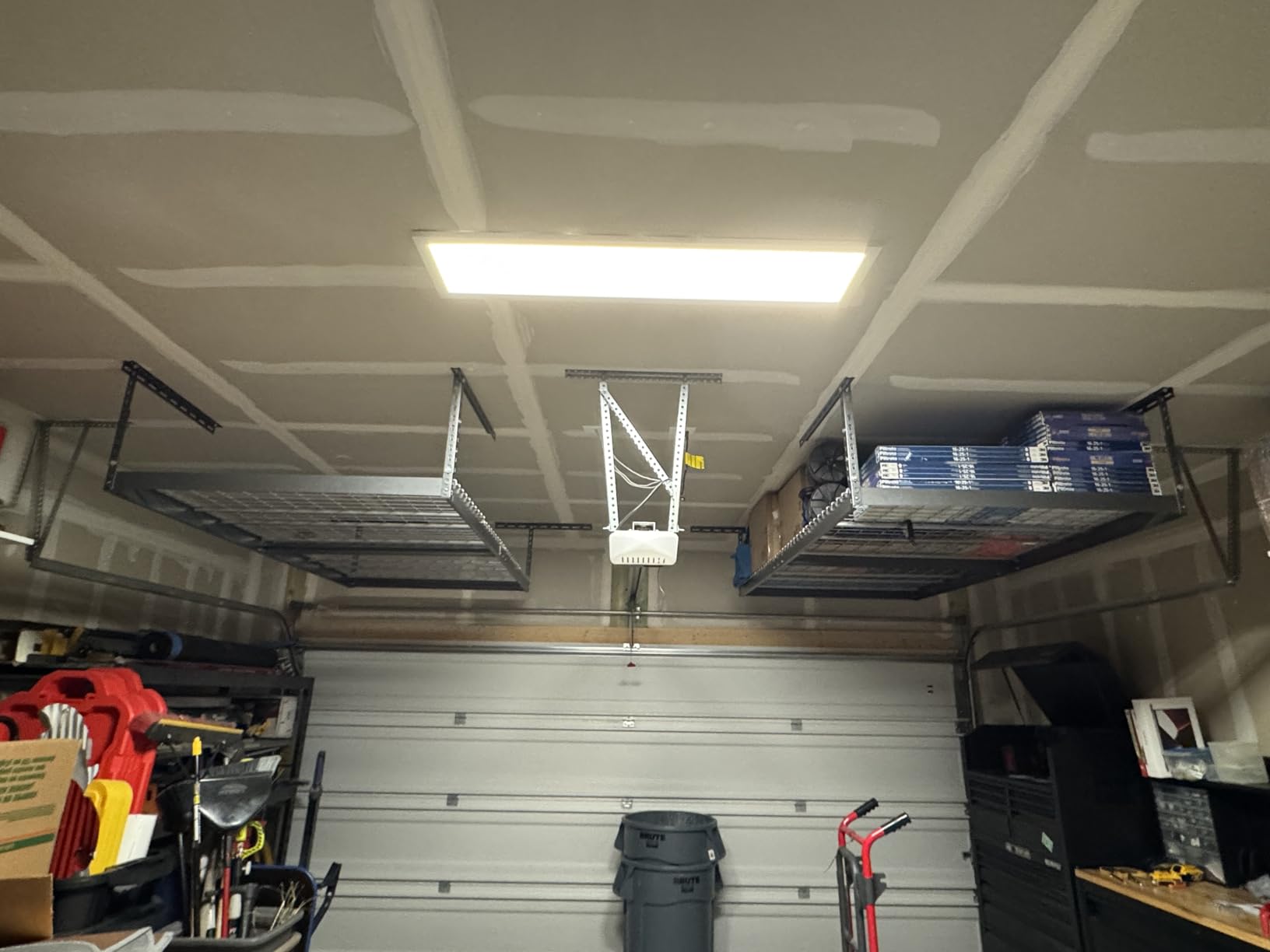2-Pack 4 x 8 MonsterRax Overhead Garage Storage Rack, Ceiling Racks for Garage, Organization Shelving, Adjustable Hanging Shelf, Grey, 12