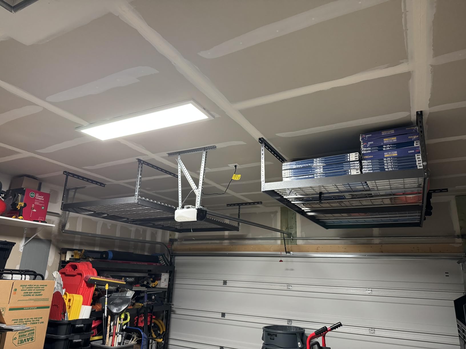 2-Pack 4 x 8 MonsterRax Overhead Garage Storage Rack, Ceiling Racks for Garage, Organization Shelving, Adjustable Hanging Shelf, Grey, 12