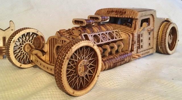 Wood Trick Hot Rod Wooden Model Car Kit to Build - Rides up to 32 feet - Detailed - 3D Wooden Puzzles for Adults to Build - Engineering DIY Mechanical Wood Model Kits for Adults customer photo 2