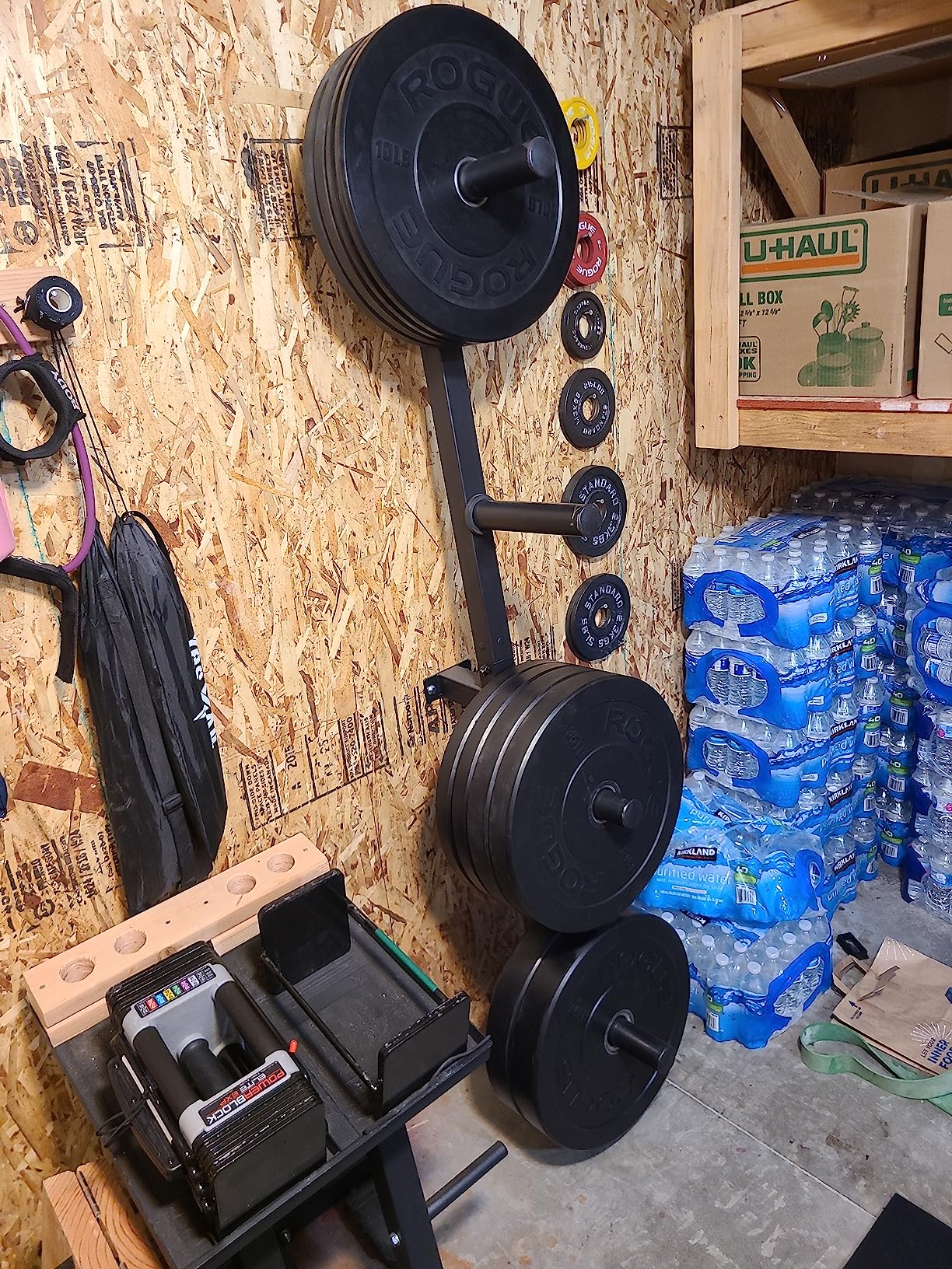 Synergee Weight Plate Storage Rack. Wall Mounted Weight Plate Holder. 4 Pegs with 1000 lb Weight Capacity Storage Rack. customer photo 1