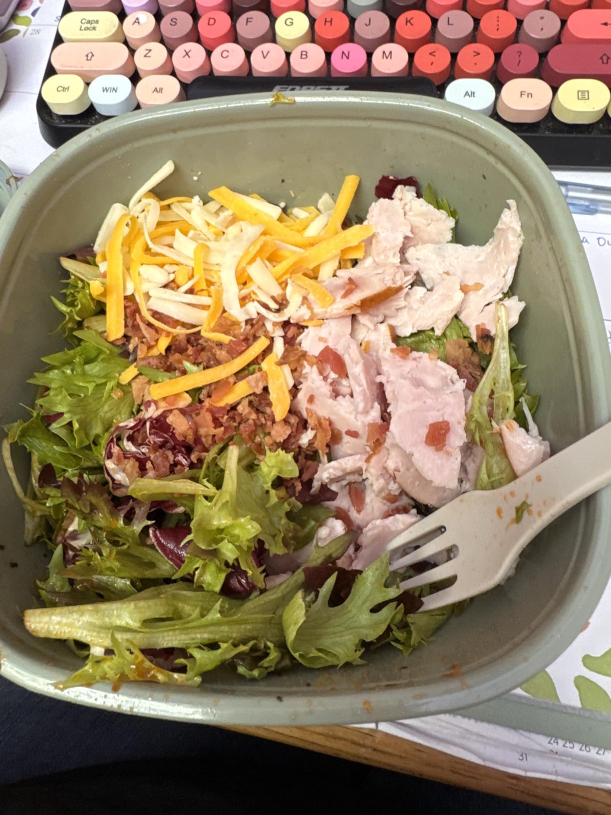 Bentgo Salad Container - 54 oz Bowl with 4-Compartment Toppings Tray, Dressing Container, Reusable Fork, BPA-Free Lunch Box for Meal Prep & Food Storage; Removable Bento Tray (Blush Marble) customer photo 1
