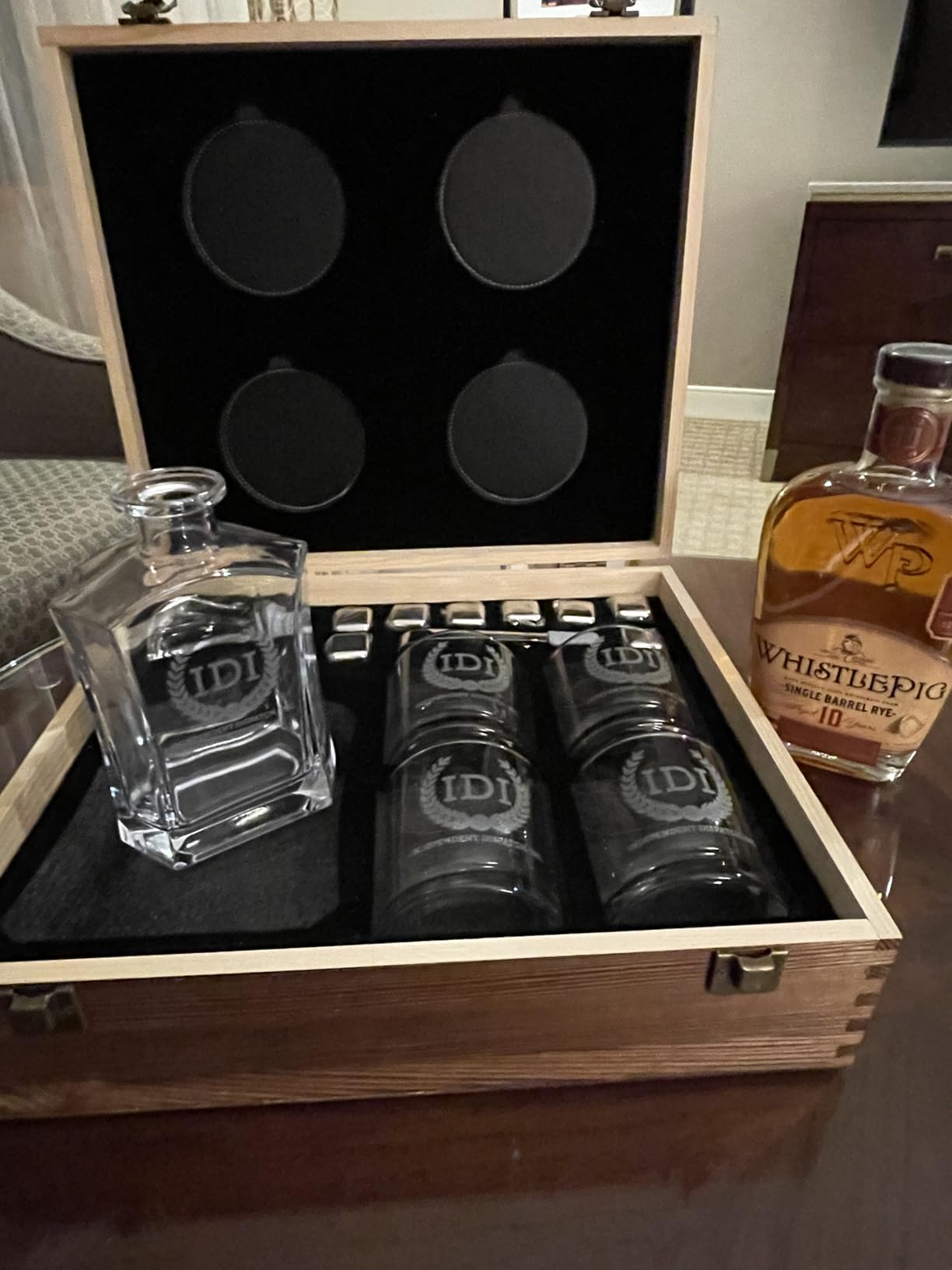 Personalized Whiskey Decanter Set, Whiskey Decanter Sets for Men, Customized Gifts for Men, Whisky Decanter Sets, Bourbon Decanter Set, Engraved Custom Scotch Glasses Liquor Lovers for Christmas customer photo 1