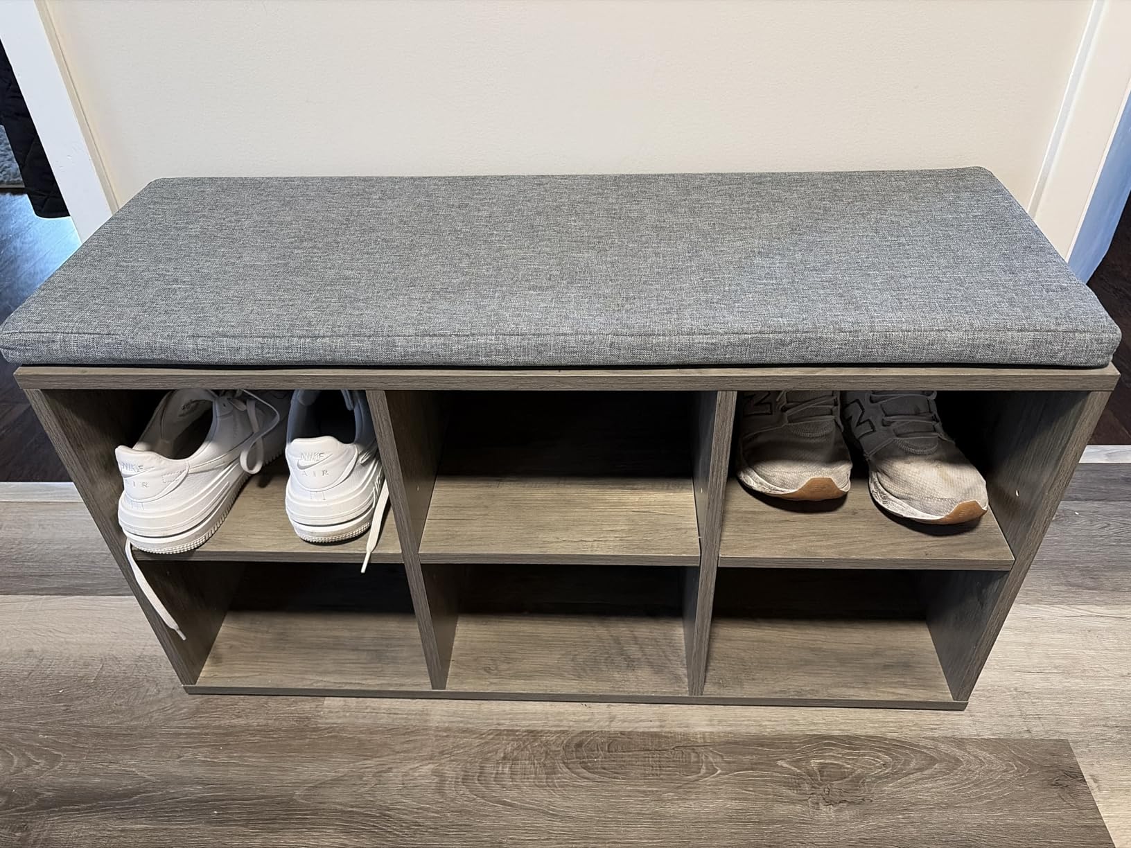 VASAGLE Shoe Bench with Cushion, Shoe Storage Bench with 6 Compartments and 3 Adjustable Shelves, Entryway Bench with Padded Seat, for Bedroom, Closet, Living Room, White ULHS23WT customer photo 1