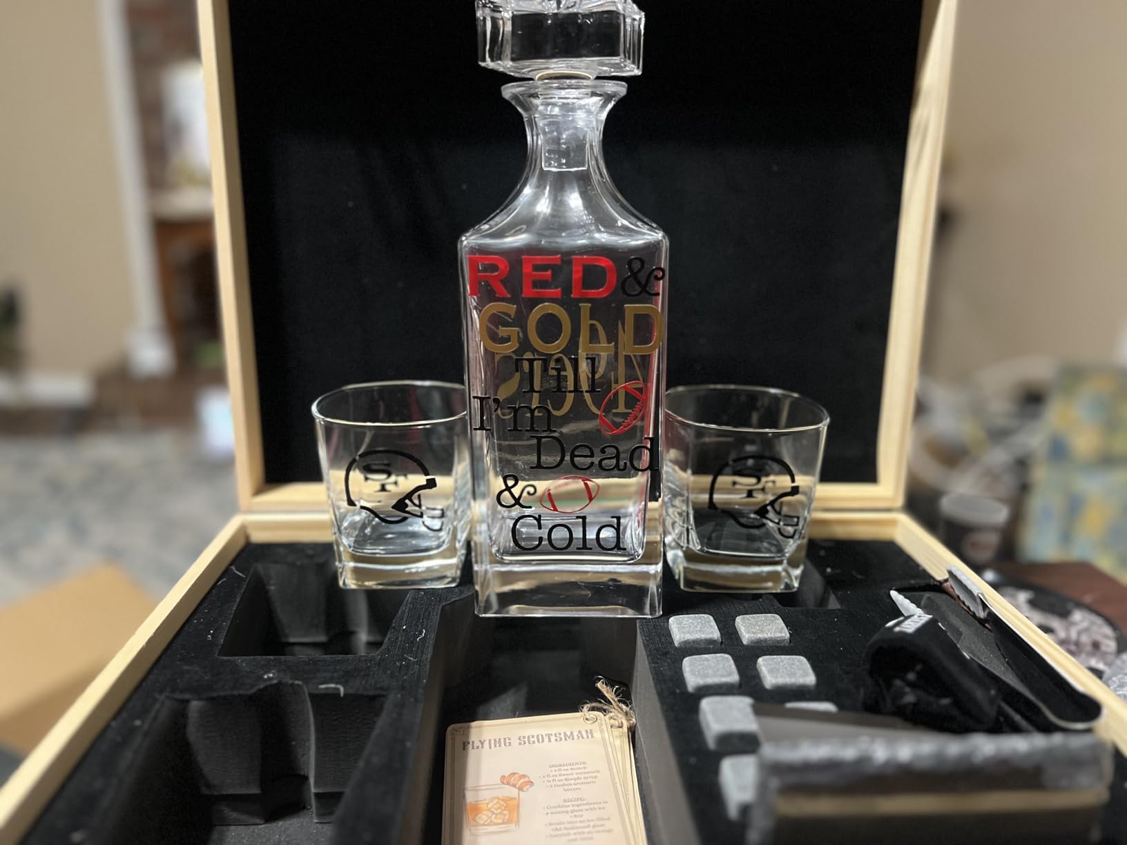 Whiskey Decanter Gift Set by Royal Reserve - Liquor Bourbon Decanter 24 oz 750 ml with Glasses, Chilling Stones, Coasters and Tong - Whiskey Gifts for Men, Husband, Dad, Boyfriend customer photo 2
