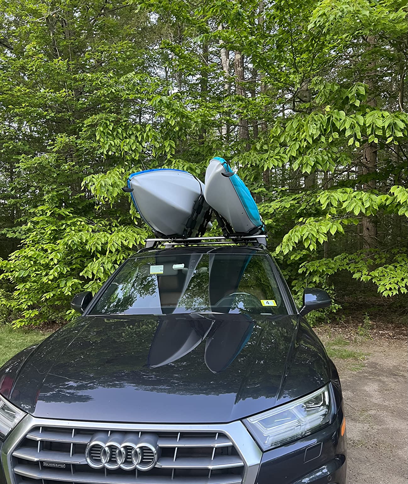 Leader Accessories Folding Kayak Rack 4 PCS/Set J Bar Car Roof Rack for Canoe Surf Board SUP On Roof Top Mount on SUV, Car and Truck Crossbar with 4 pcs Tie Down Straps customer photo 2