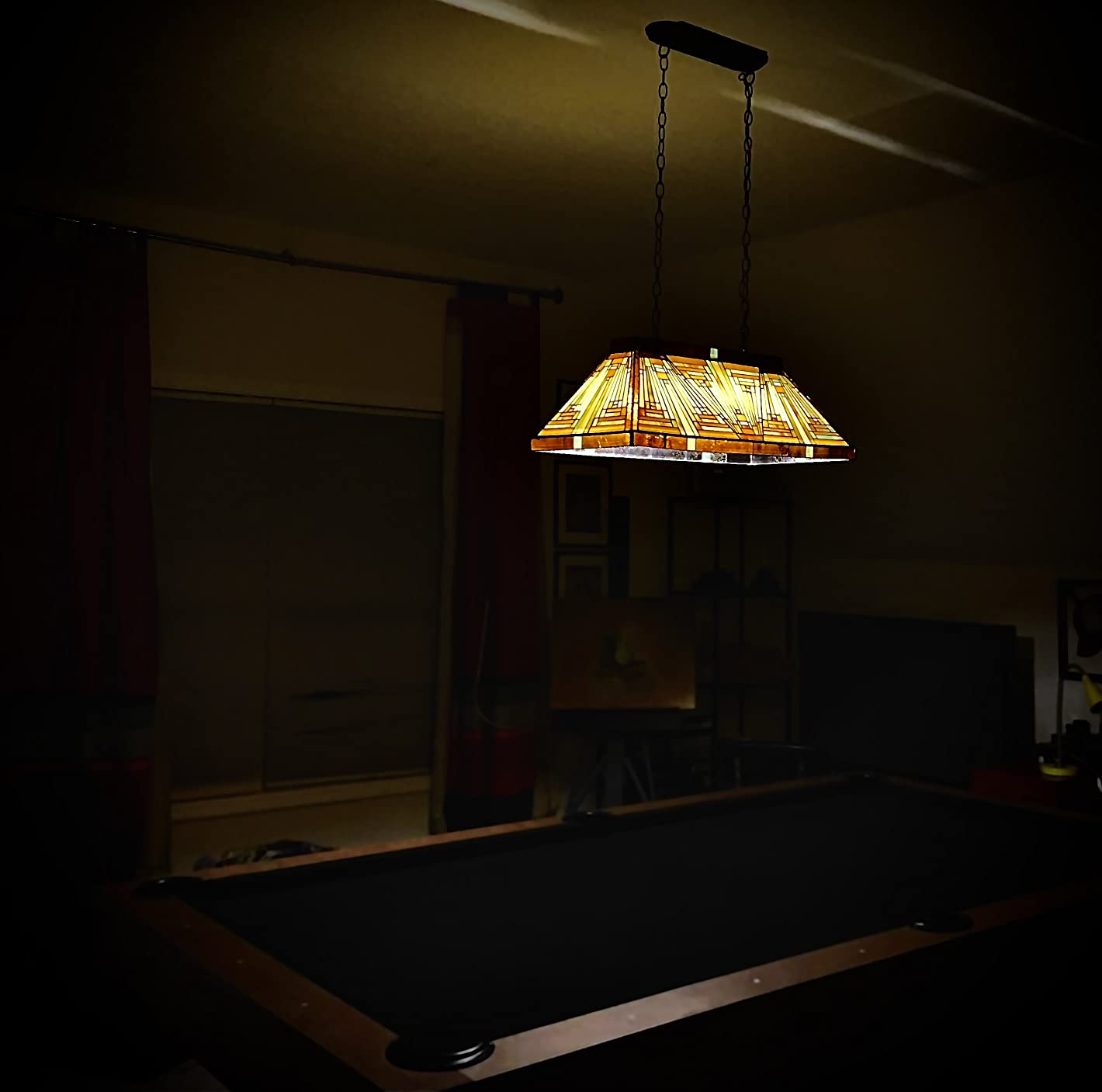 Capulina Tiffany Style Pool Table Lights Mission Antique Amber Brown Style Pendant Light 3-Light 28 Inch Wide for Over Billiard Dining Room Kitchen Island customer photo 1