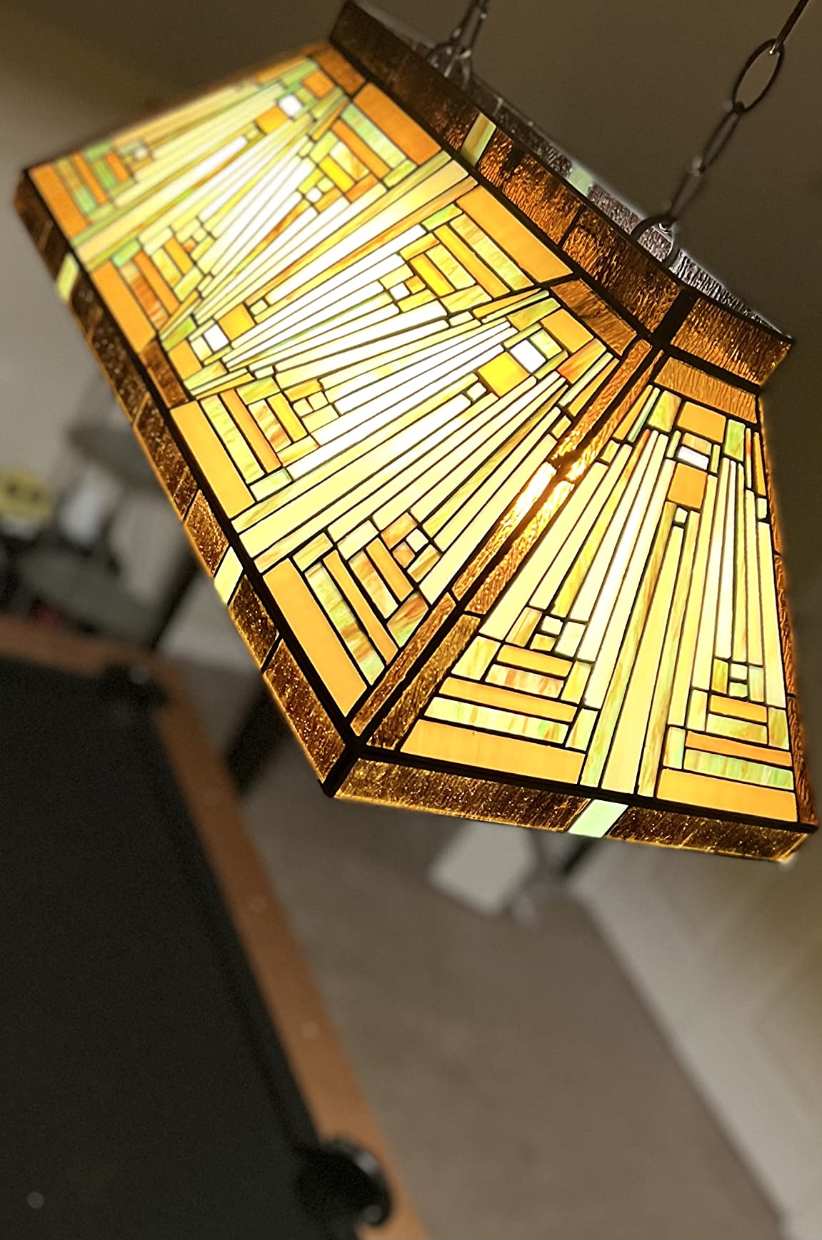 Capulina Tiffany Style Pool Table Lights Mission Antique Amber Brown Style Pendant Light 3-Light 28 Inch Wide for Over Billiard Dining Room Kitchen Island customer photo 2