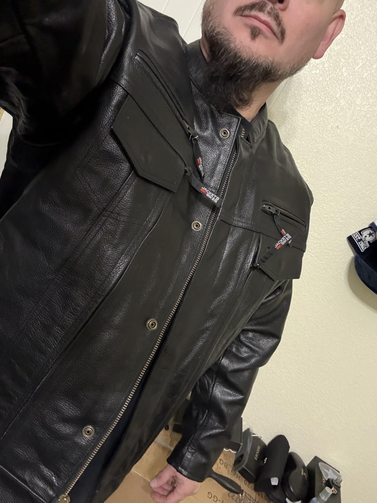 COMMUTER Men's Motorcycle Jacket, Premium Buffalo Leather, CE Armor, Utility Pockets, Street Cruiser Motorbike Biker customer photo 2