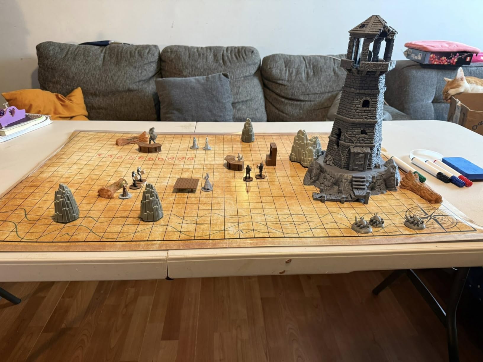 Tidyboss DND Starter Set | 3 X Double Sides 24x 36 Game Grid Mat | 6 Terrains Includes Dry Erase Markers, Eraser, Dice and Clips customer photo 2