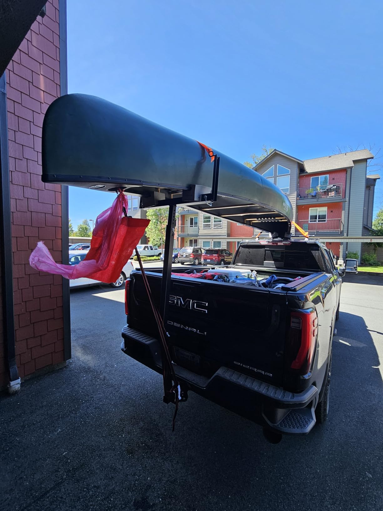 Mockins 750 Lbs Cap Truck Bed Extender Hitch Mount | 2-in-1 All-Weather Steel Canoe Rack & Kayak Trailer w/Stabilizer & Straps customer photo 2