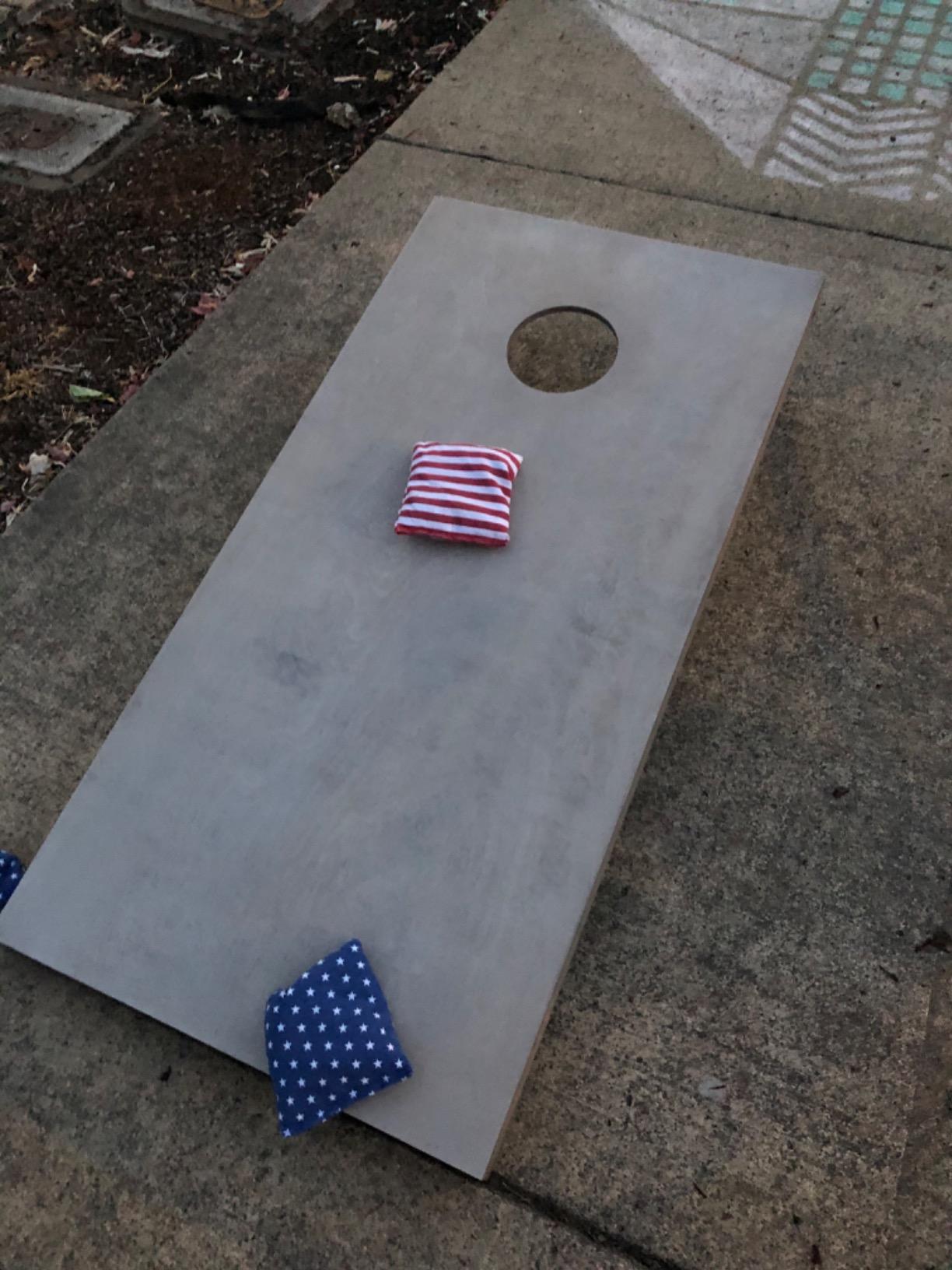 GoSports 4 ft x 2 ft Regulation Size Wooden Cornhole Boards Set with Light Gray Finish - Includes Carrying Case customer photo 1