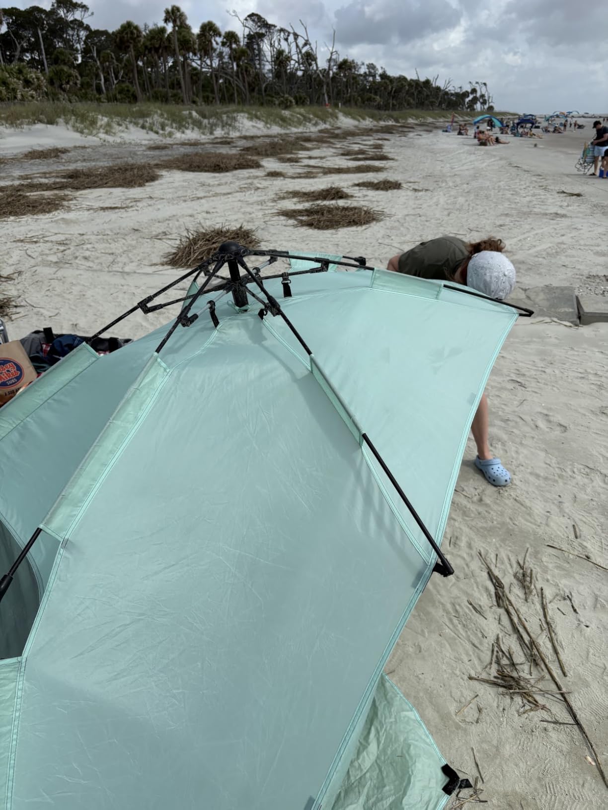 WhiteFang Deluxe Pop Up Beach Tent Sun Shade Shelter for 3-4/5-6 Person, UV Protection, Extendable Floor with 3 Ventilating Windows Plus Carrying Bag, Stakes, and Guy Lines customer photo 2