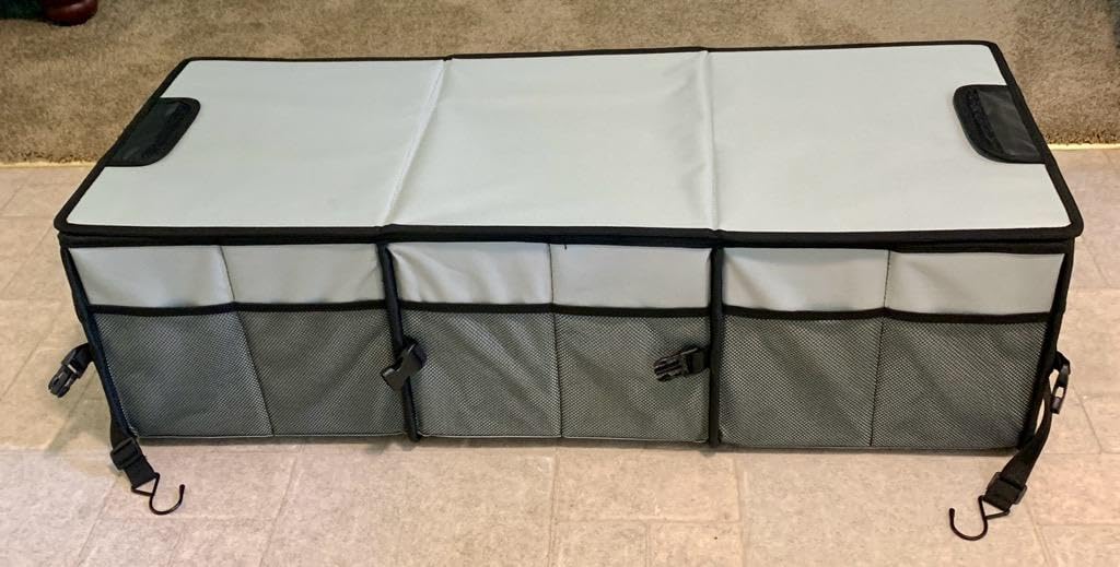 Simniam Large Trunk Organizer for Car, Foldable Multi Compartment Car Trunk Organizer with 2 Retractable Straps, Suitable for All Kinds of Cars, SUV, Minivan - 4 Compartments Red customer photo 2