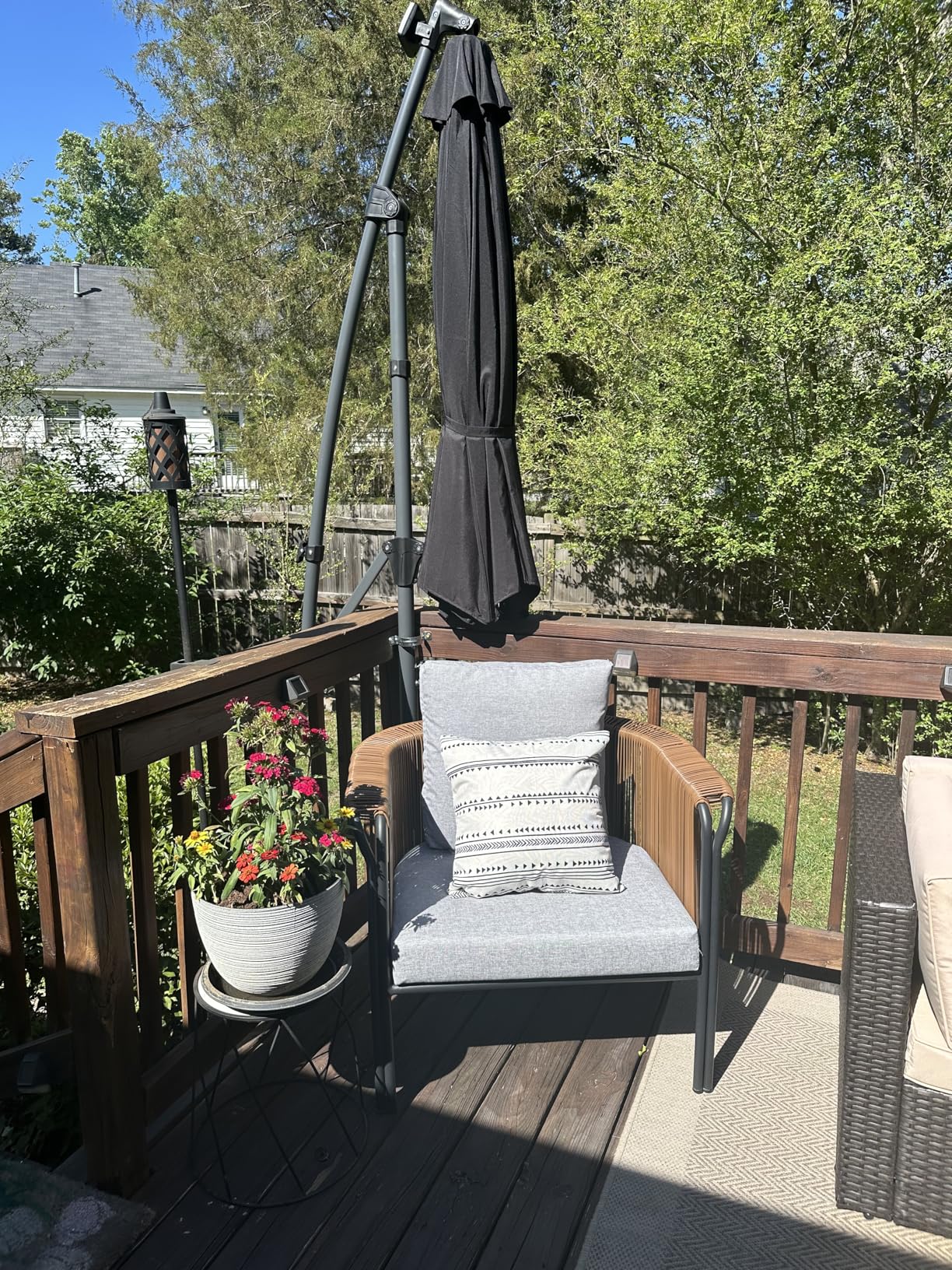Best Choice Products 10ft Solar LED Offset Cantilever Hanging Market Patio Umbrella, 8 Sturdy Ribs, Easy Adjustment - Tan customer photo 1
