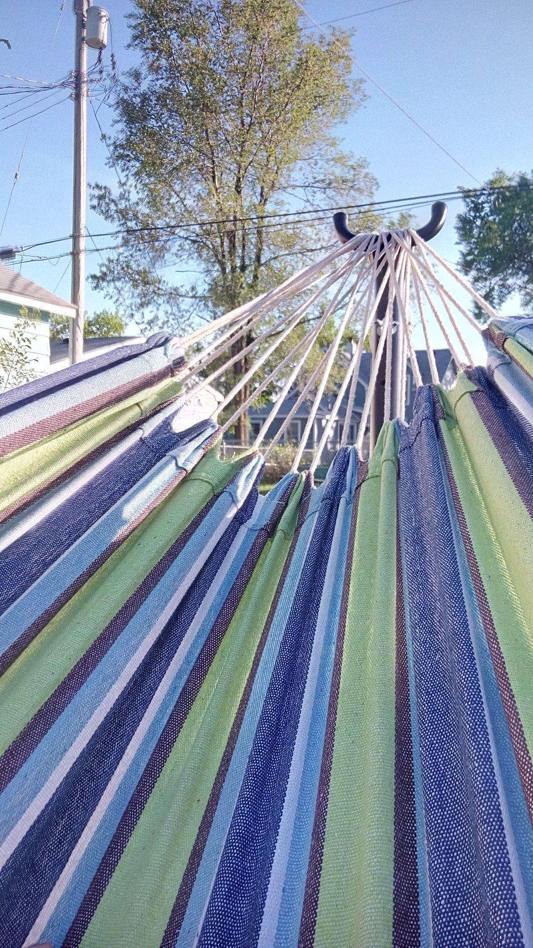 Best Choice Products Double Hammock with Steel Stand, Indoor Outdoor Brazilian-Style Cotton Bed w/Carrying Bag, 2-Person Capacity - Ocean customer photo 1