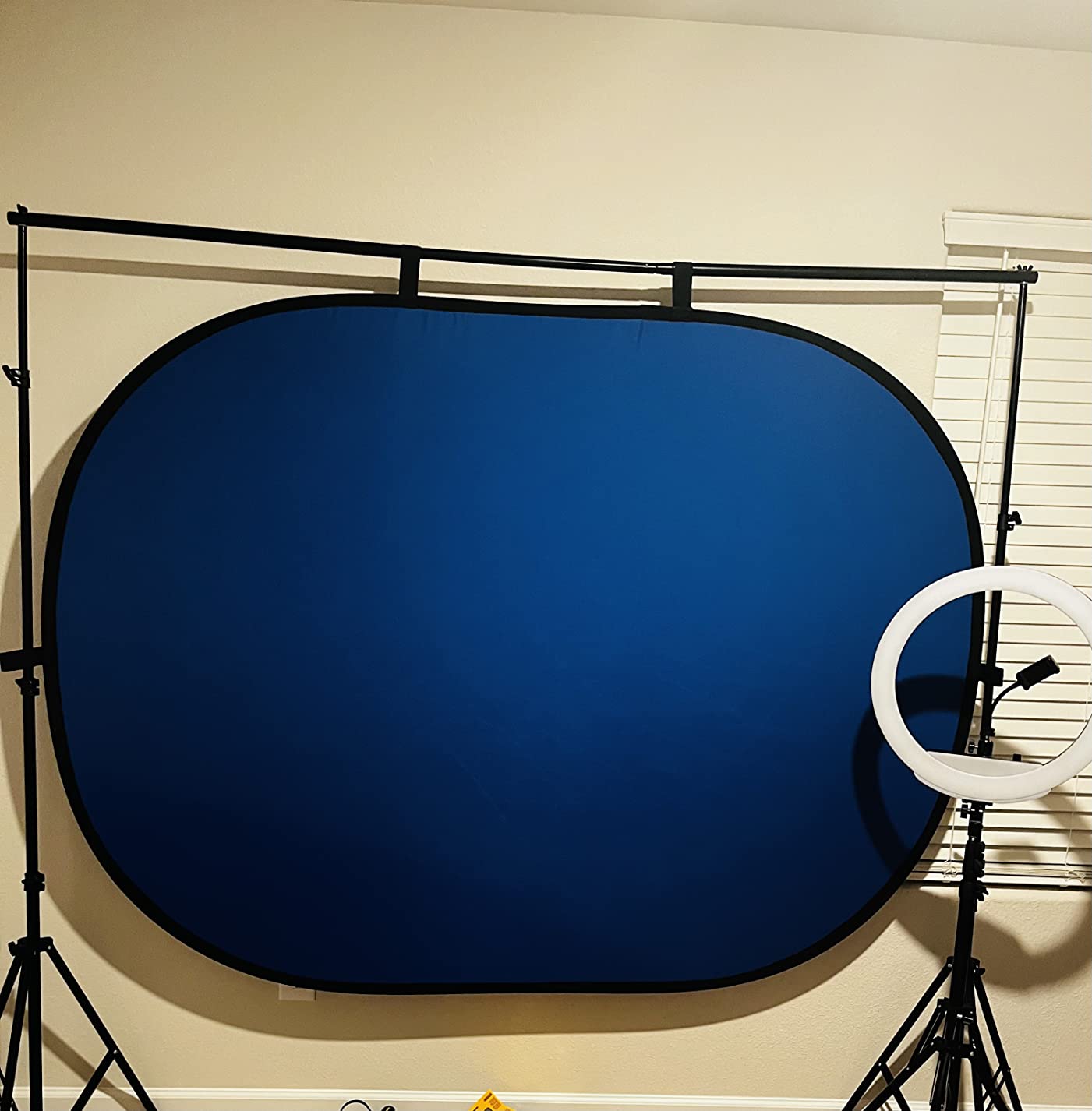 Selens Pop Up Backdrop Collapsible Background 2-in-1 Backdrop with Carry Bag, for Photo Studio Portrait Video Conference Vlog YouTube Live Streaming, Blue Grey, 39x59/1x1.5m customer photo 2