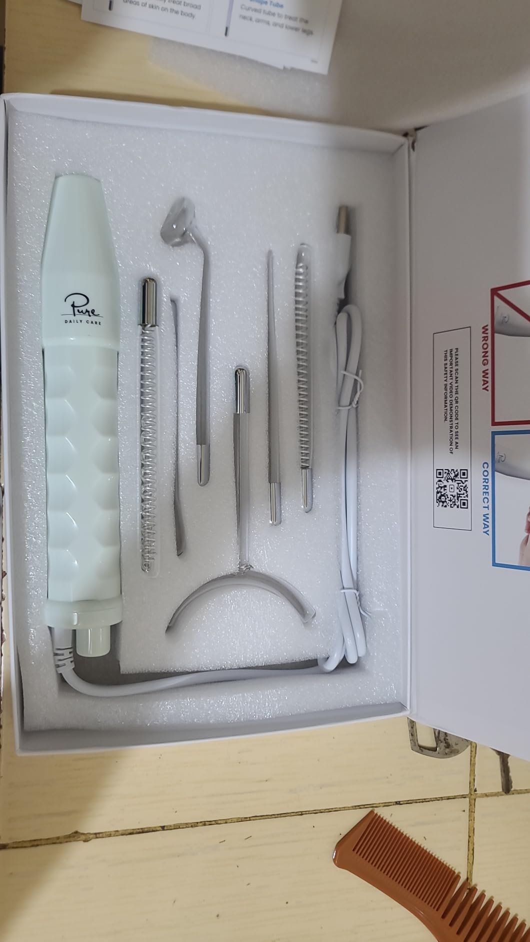Pure Daily Care NuDerma Clinical Portable Skin Therapy Wand, Machine with 6 Fusion Neon + Argon Wands - Anti Aging - Clarifying - Skin Tightening & Radiance - Wrinkle Reducing customer photo 2