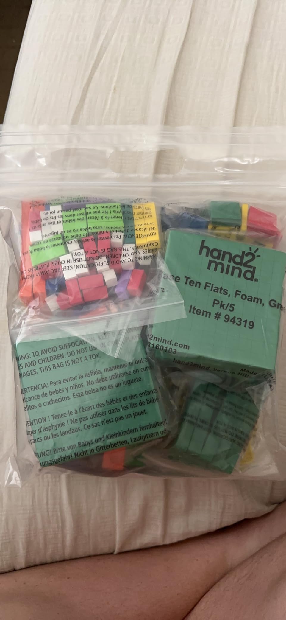 hand2mind-93538 Take Home Math Manipulatives Kit for Kids Grade K-2, with Snap Cubes, Base Ten Blocks, Cuisenaire Rods, Pattern Blocks, Color Tiles and Learning Clock, Homeschool Supplies (292 Pieces) customer photo 1
