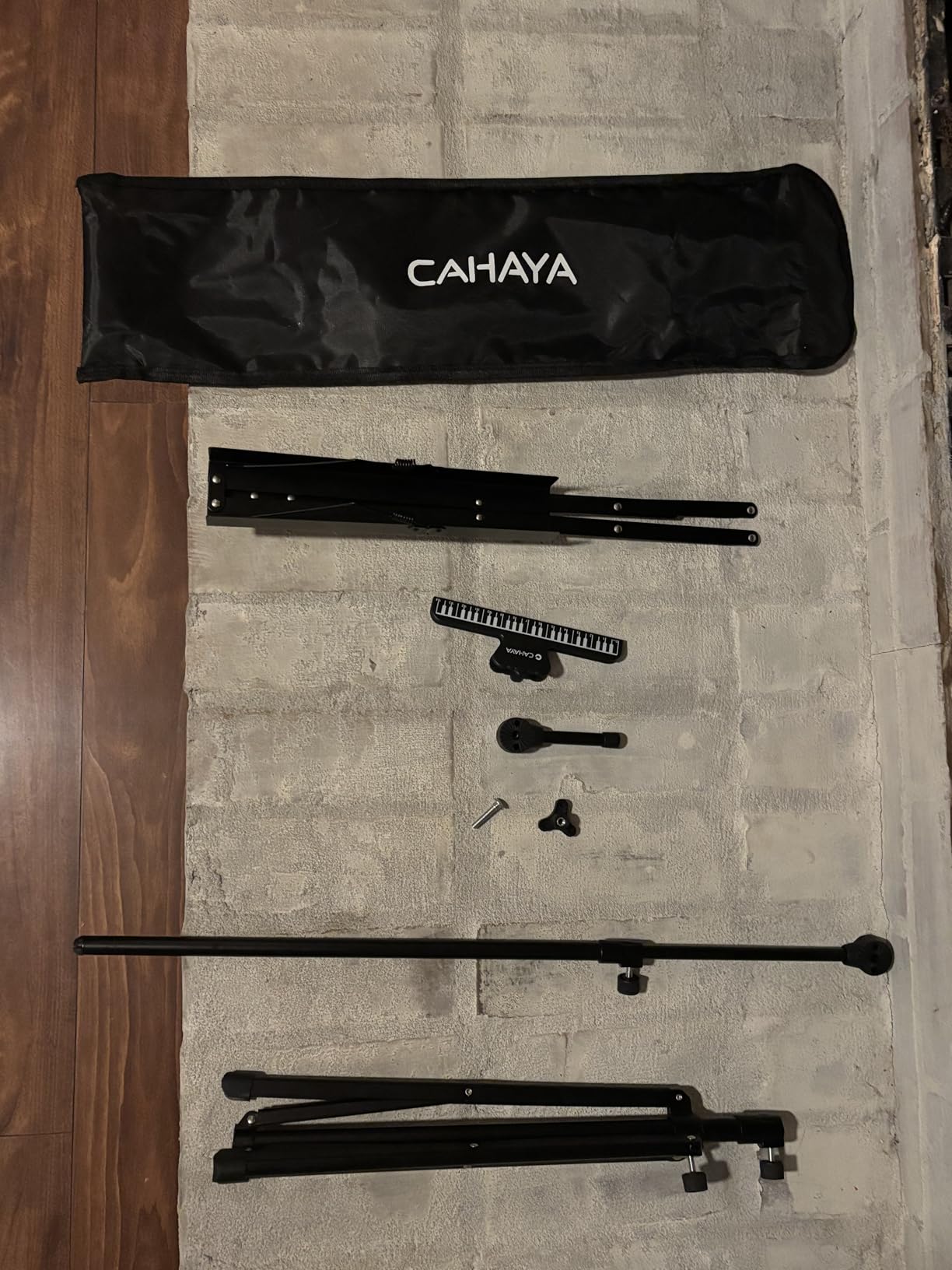 CAHAYA Portable Sheet Music Stand: Dual Use Desktop Book Holder Folding Lightweight Extra Stable Reinforced with Carrying Bag and Clip for Students Musicians Height Adjustable up to 54.3