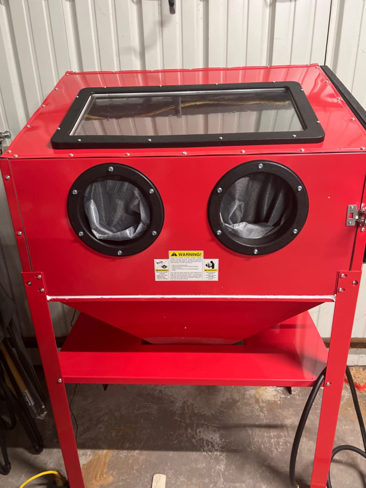60 Gallon Air Sandblasting Cabinet ，60-125PSI Sand Blaster Cabinet Kit Large Steel Sandblast Cabinet with Sandblaster Gun 4 Ceramic Nozzles for Stain, Rust Removal, Paint customer photo 1
