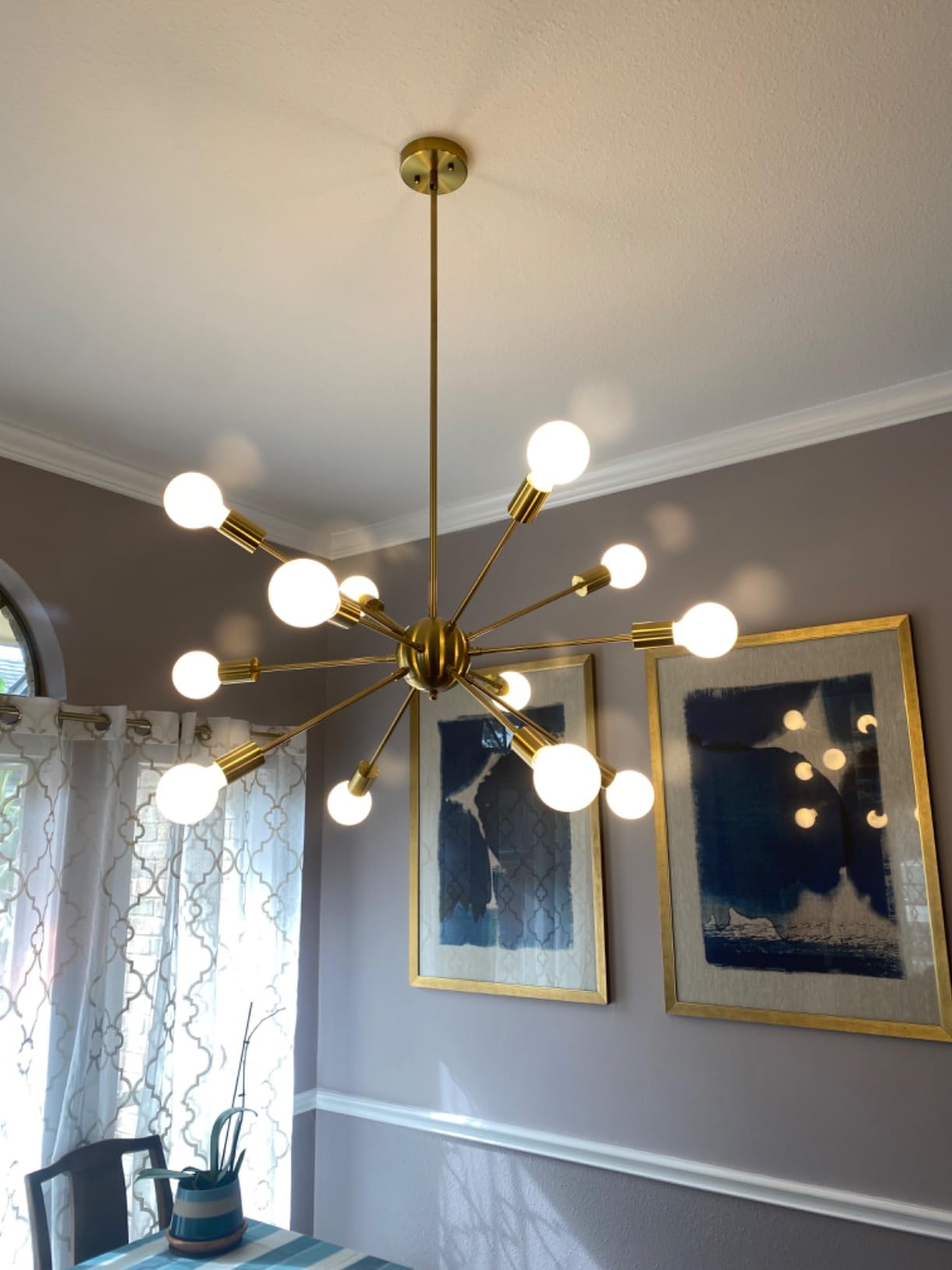 LynPon Brushed Nickel Sputnik Chandelier, 12 Lights Plating Silver Chandeliers Sputnik Light Fixture Modern Ceiling Light Mid Century Lighting for Dining Room Living Room Kitchen Foyer Bedroom customer photo 1