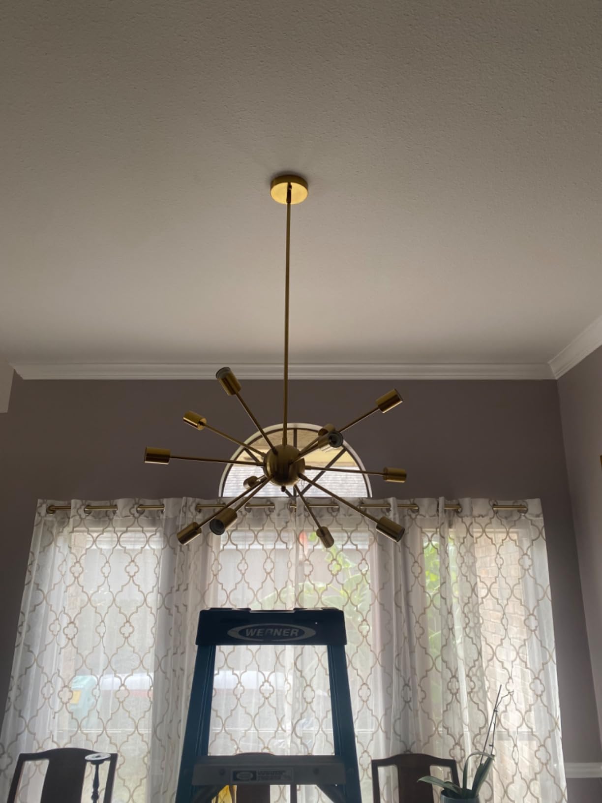 LynPon Brushed Nickel Sputnik Chandelier, 12 Lights Plating Silver Chandeliers Sputnik Light Fixture Modern Ceiling Light Mid Century Lighting for Dining Room Living Room Kitchen Foyer Bedroom customer photo 2