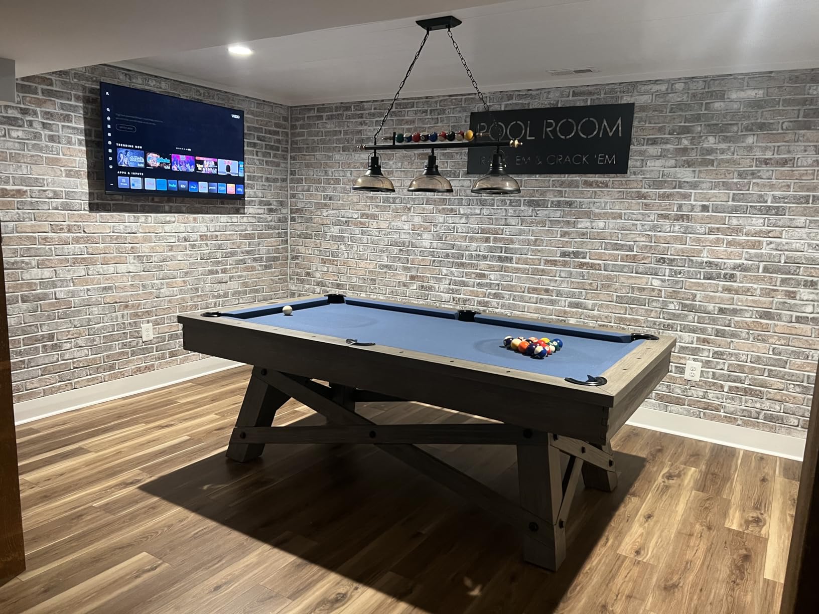 Pool Table Lighting Fixtures Ceiling Lamp for Game Room Beer Party 7' - 8 ' Table, Black Metal Ball Design Billiard Pendant Lamp with 3 Glass Shades (3 Heads Glass Shades) customer photo 2