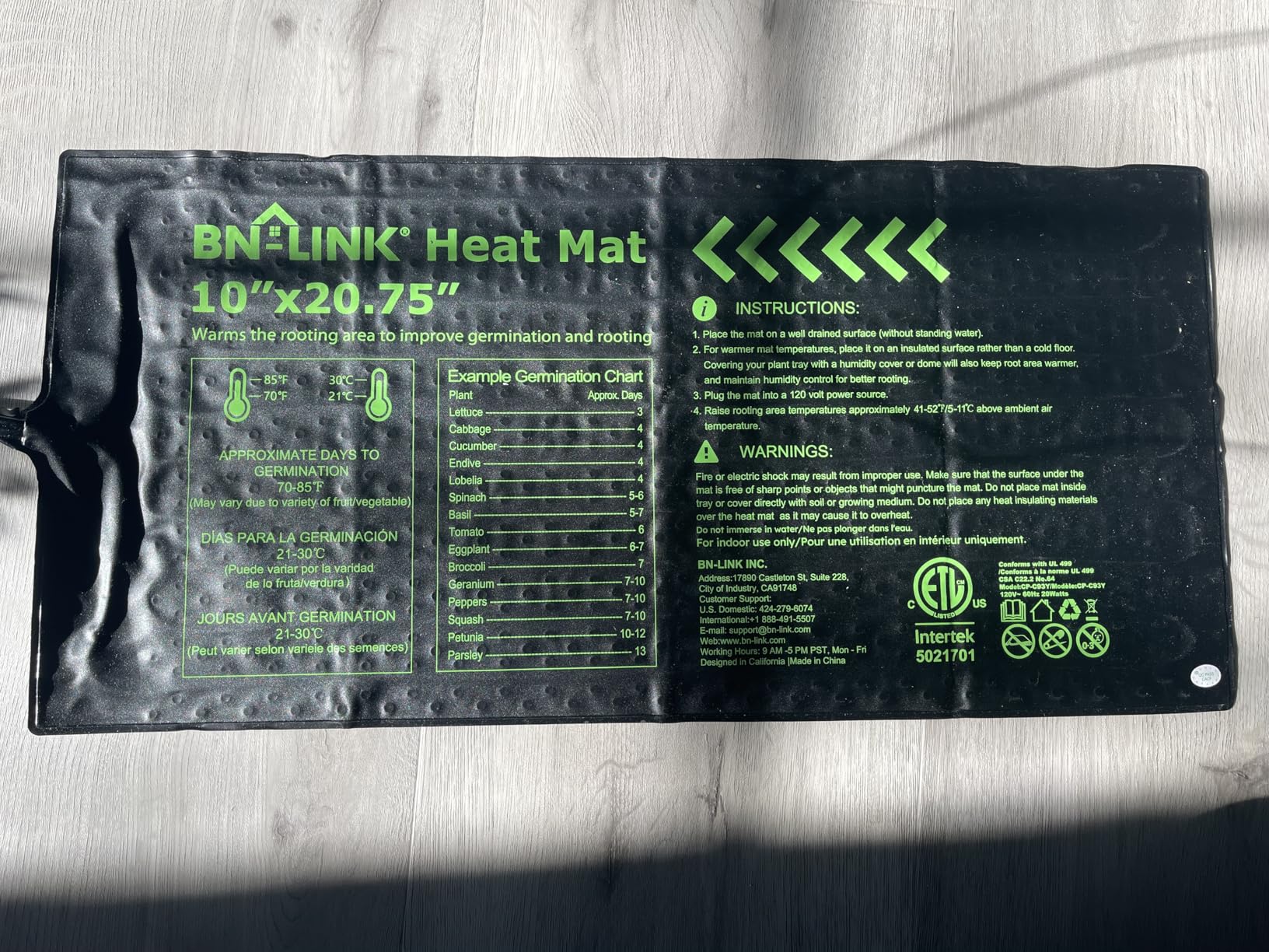 BN-LINK Durable Seedling Heat Mat for Seed Starting 10